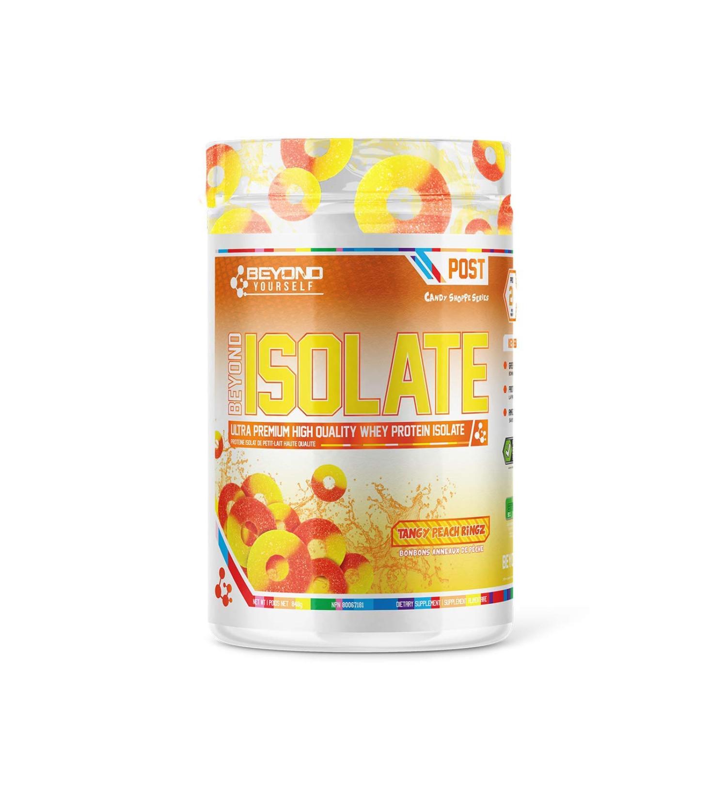 Beyond Yourself - Beyond Isolate Protein Candy Series | Ultra-Premium Whey Protein Isolate Micro-Filtered Fast Absorbing | Sugar-Free Gluten-Free No Artificial Additives or Fillers | Nostalgic Candy Flavors 26g Protein 121 Calories | Tangy Peach Ringz - Buy Online on GoSupps.com