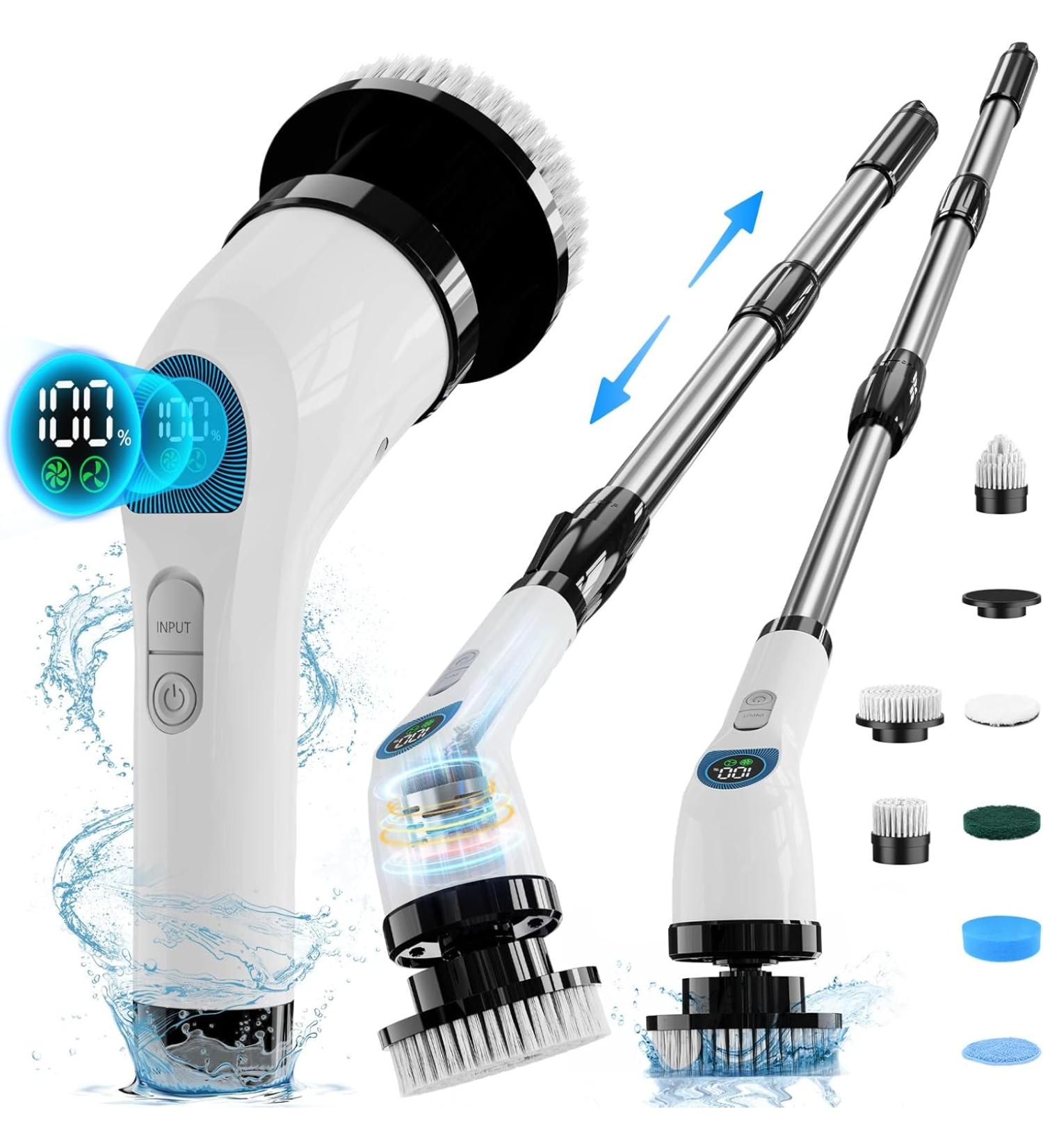 Guteran Electric Spin Scrubber Cordless Cleaning Brush with 10 Cleaning Tools 2H Long Battery Life Adjustable Handle IPX7 Waterproof Power Scrubber for Bathroom - Buy Online on GoSupps.com
