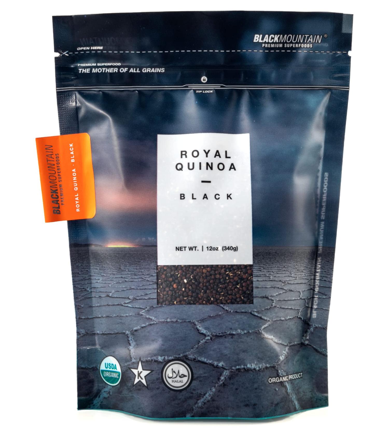 Organic Royal Black Quinoa - 12 oz, Gluten-Free, Vegan, Complete Plant Protein | Black Mountain Premium Superfoods - Buy Online on GoSupps.com
