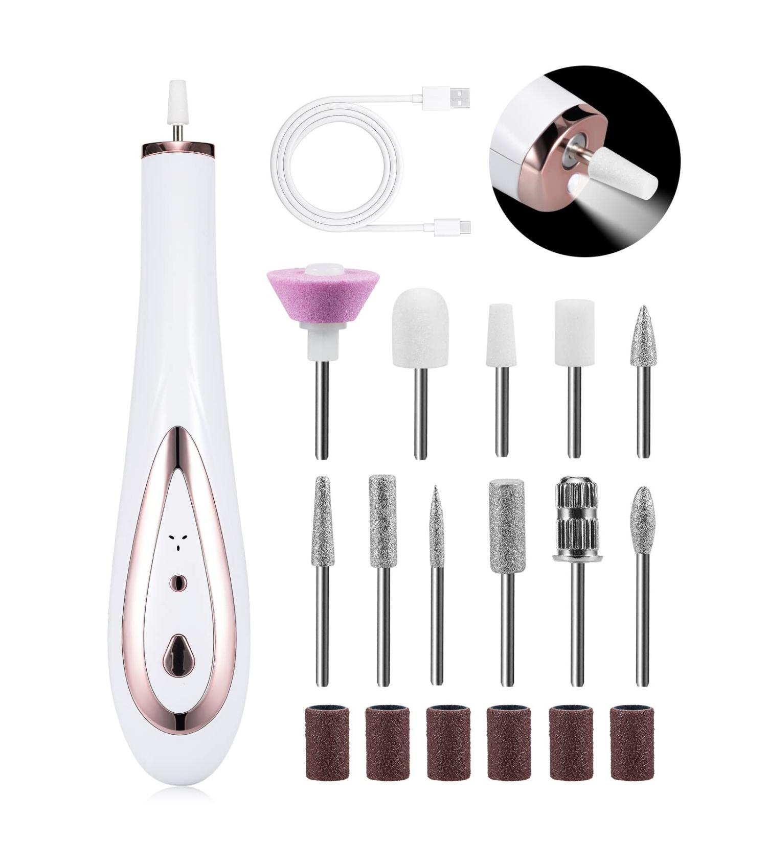 Portable Cordless Electric Nail Drill Kit for Salon-Quality Manicure & Pedicure - Rechargeable with Bits & Sanding Bands for Acrylic & Gel Nails - Buy Online on GoSupps.com