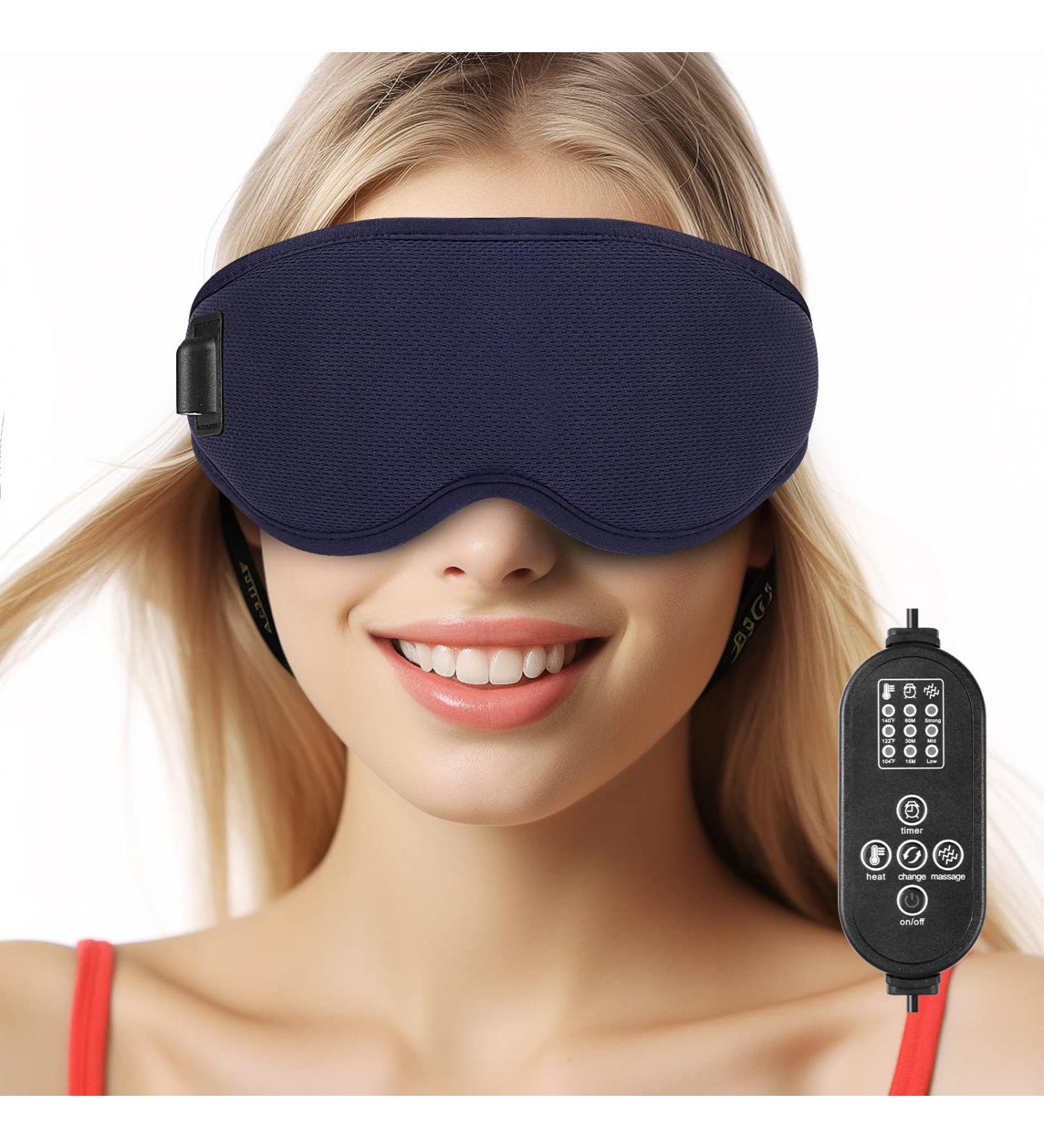 Heated Massage Eye Mask with 3 Vibration Modes | USB Heating, 3D Contoured Sleep Mask for Dry Eyes | Men Women | Timer & Hot Compress for MGD Relief - Buy Online on GoSupps.com