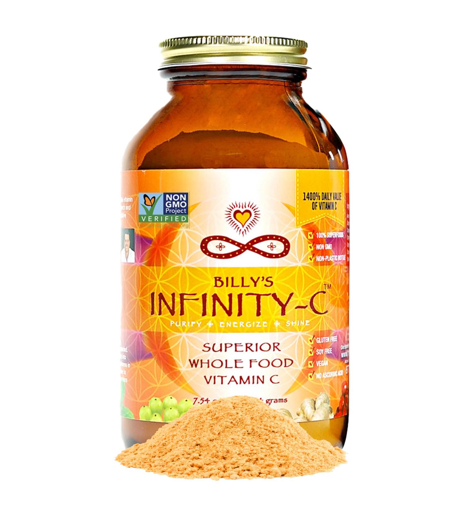Infinity-C Organic Whole-Food Sourced Vitamin C Powder | Acerola Camu Camu & Amla | 1000mg Superfood C | High-Potency | Shilajit Astragalus Root & Ginger | Vegan Non-GMO (30 Servings) - Buy Online on GoSupps.com