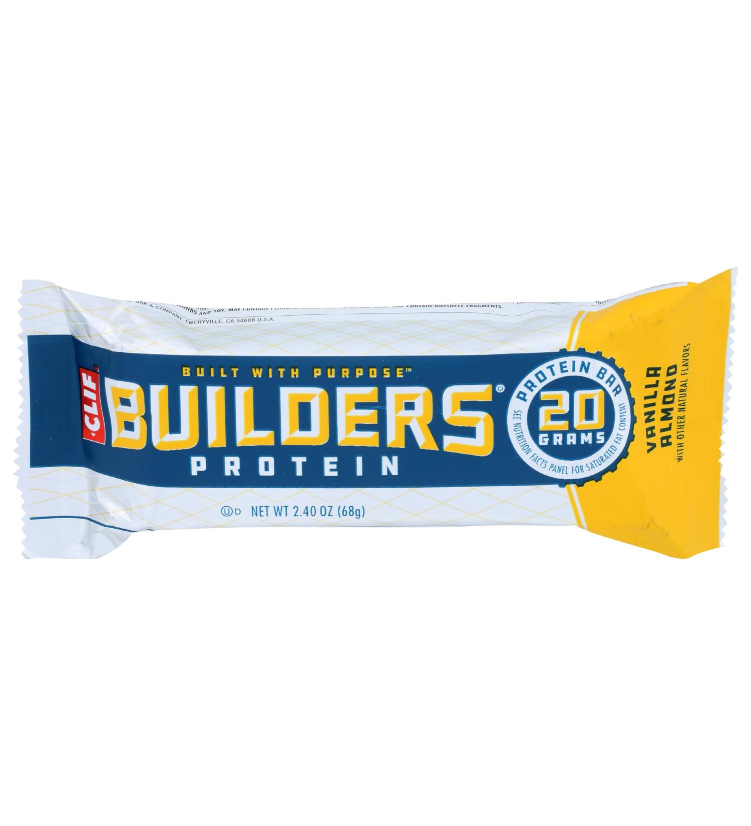 Buy CLIF BUILDERS Protein Bars - Vanilla Almond - 20g Protein - Gluten Free - 2.4 Ounce - International Shipping Available - Buy Online on GoSupps.com