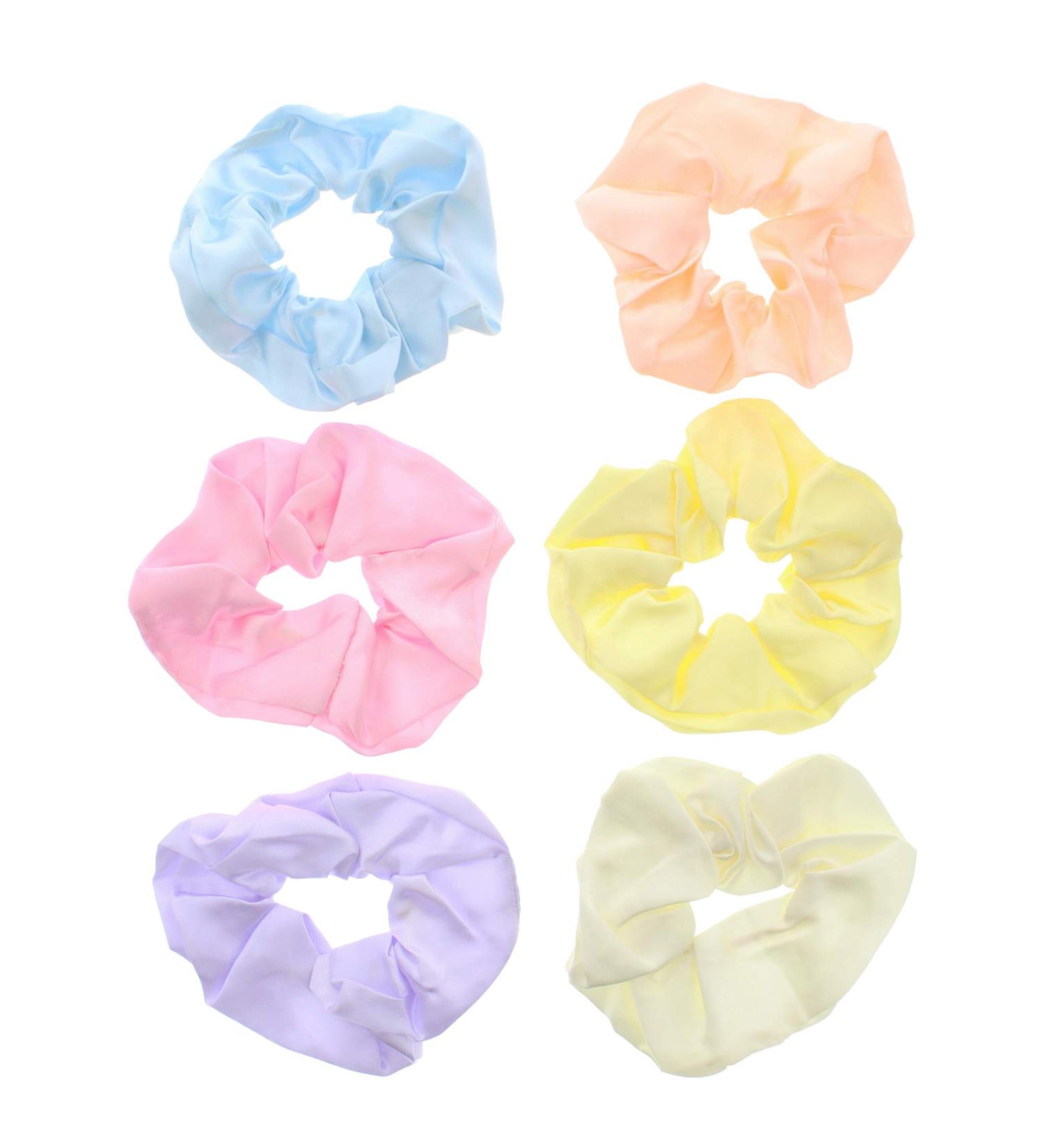 Zac's Alter Ego Set of 6 Luxurious Pastel Satin Extra Large Hair Scrunchies/Hairbands/Ponytail Holders