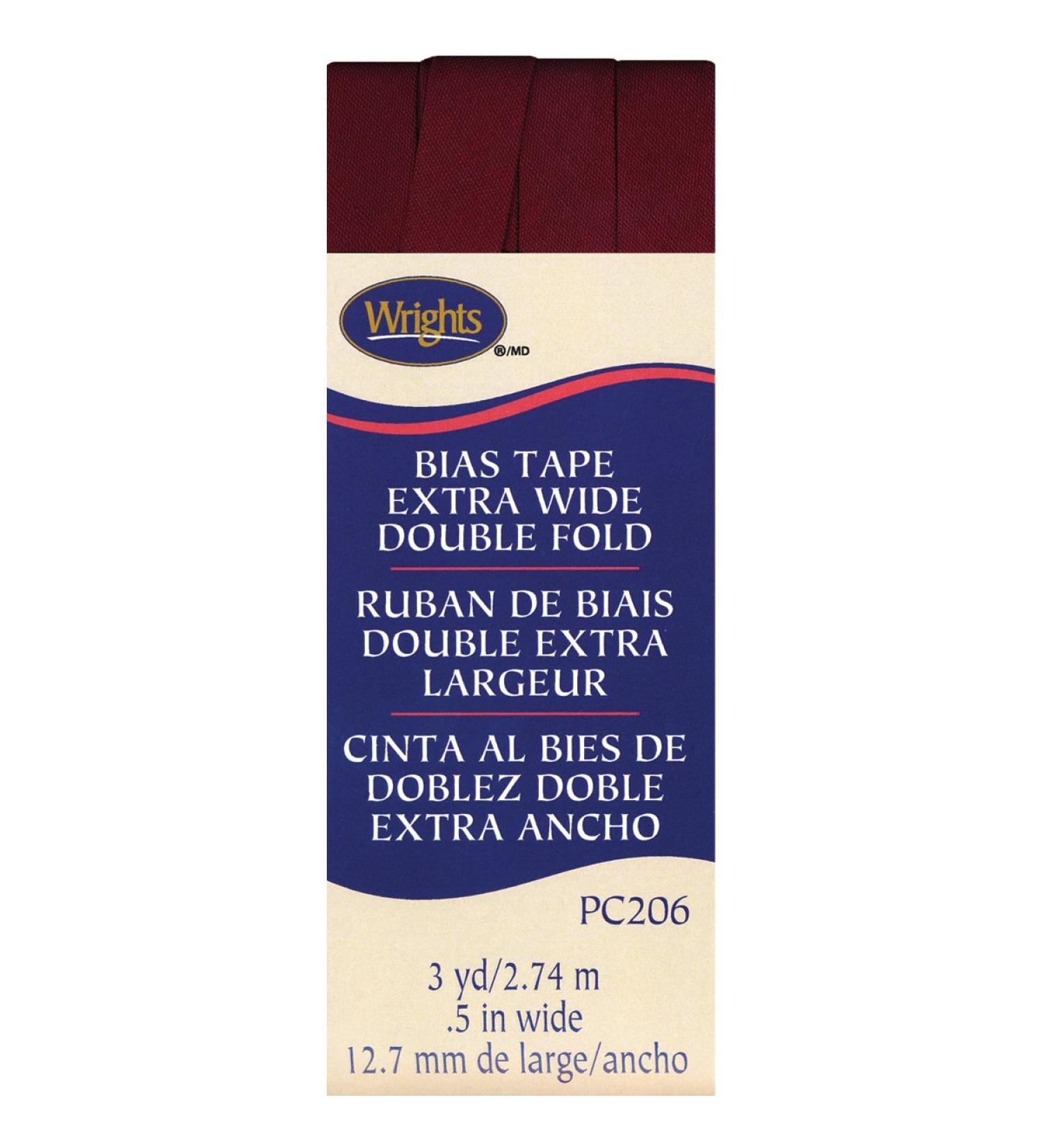 Wrights 117-206-2303 Double Fold Bias Tape  1/2 by 3-Yard  Ox Blood