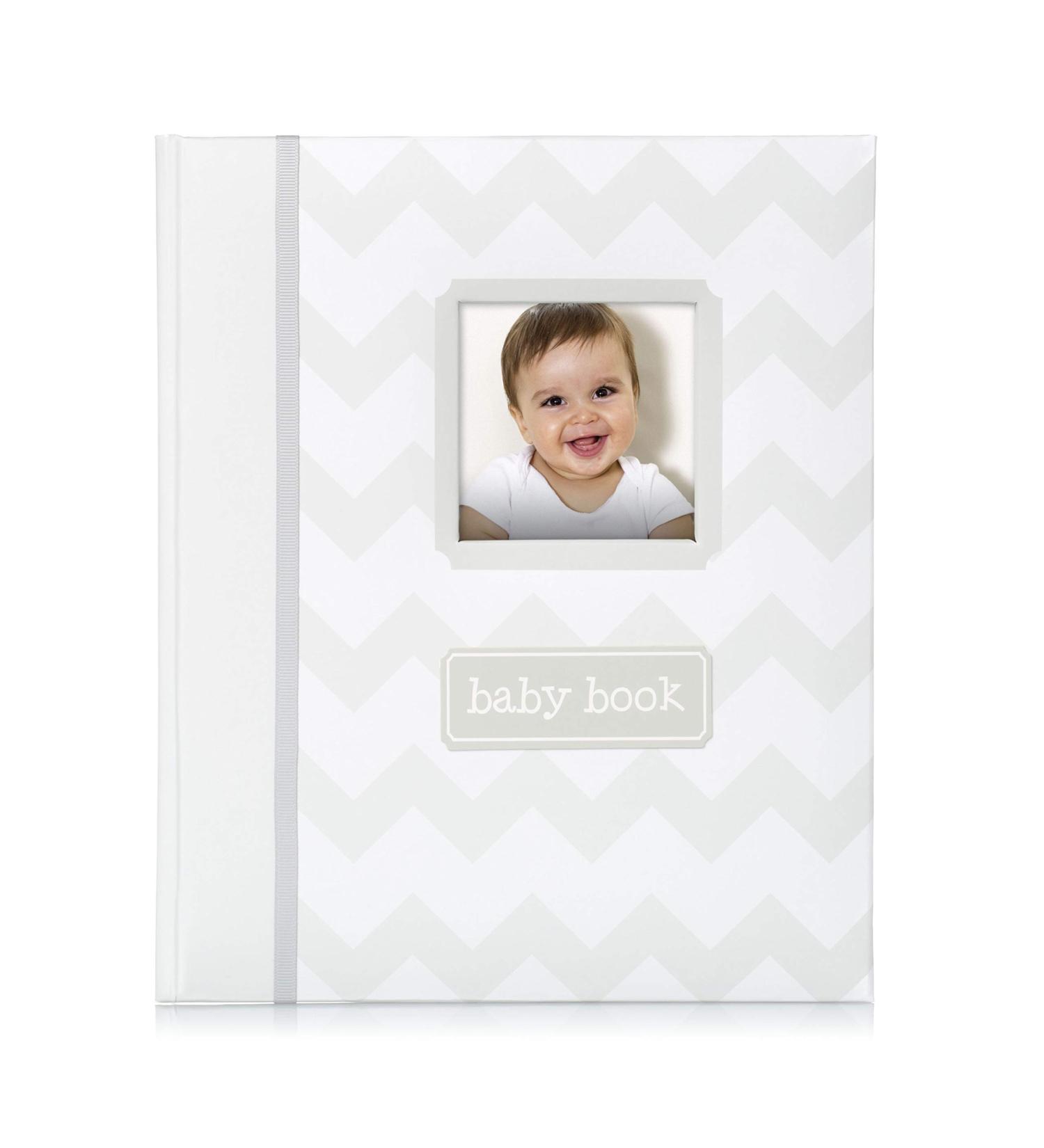 Little Pear Chevron Baby Memory Book | Gender-Neutral Grey Photo Album for New Mums - Buy Online on GoSupps.com