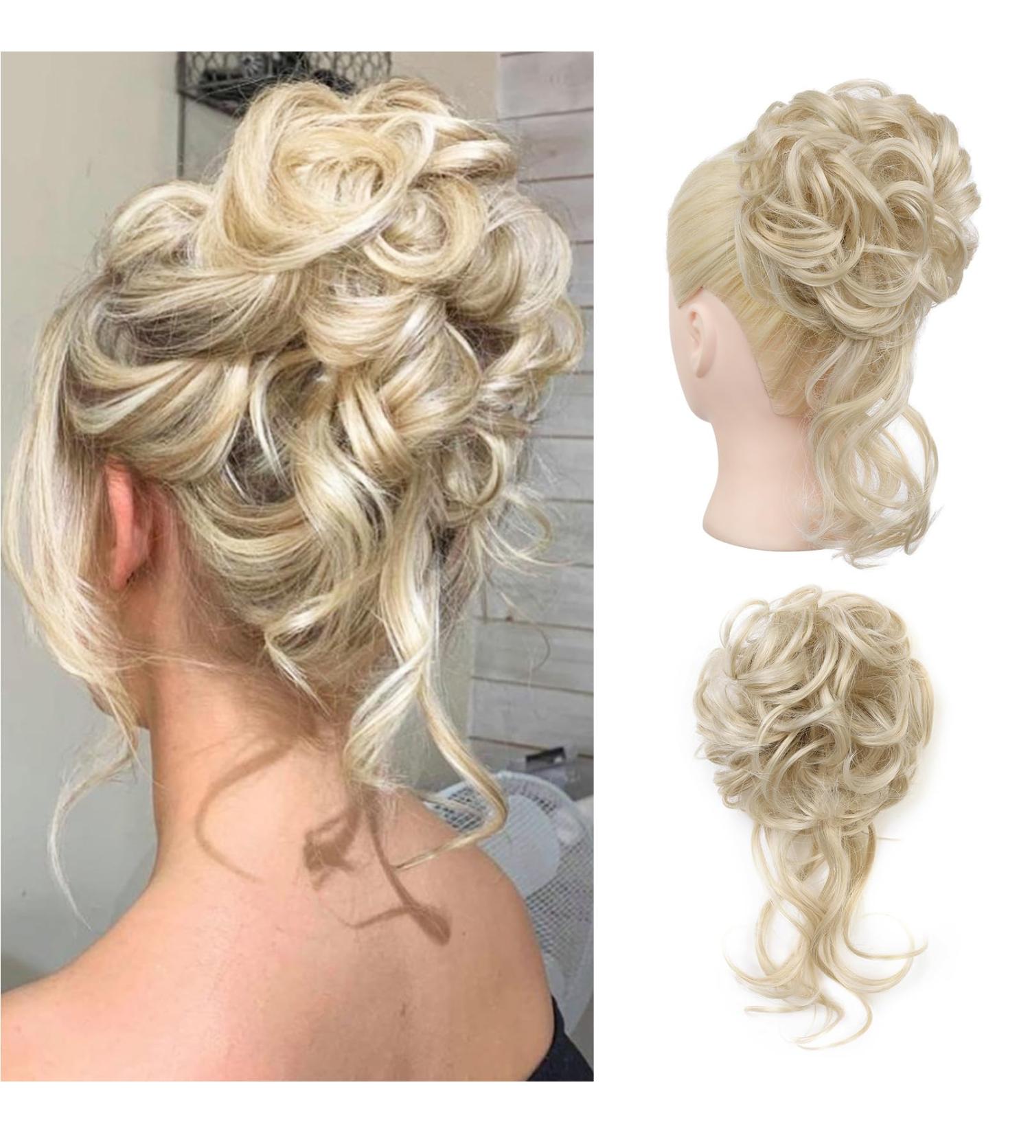 REECHO Messy Bun Hair Piece - Synthetic Tousled Updo Elastic Bun for Women, Natural Blonde - Buy Online on GoSupps.com