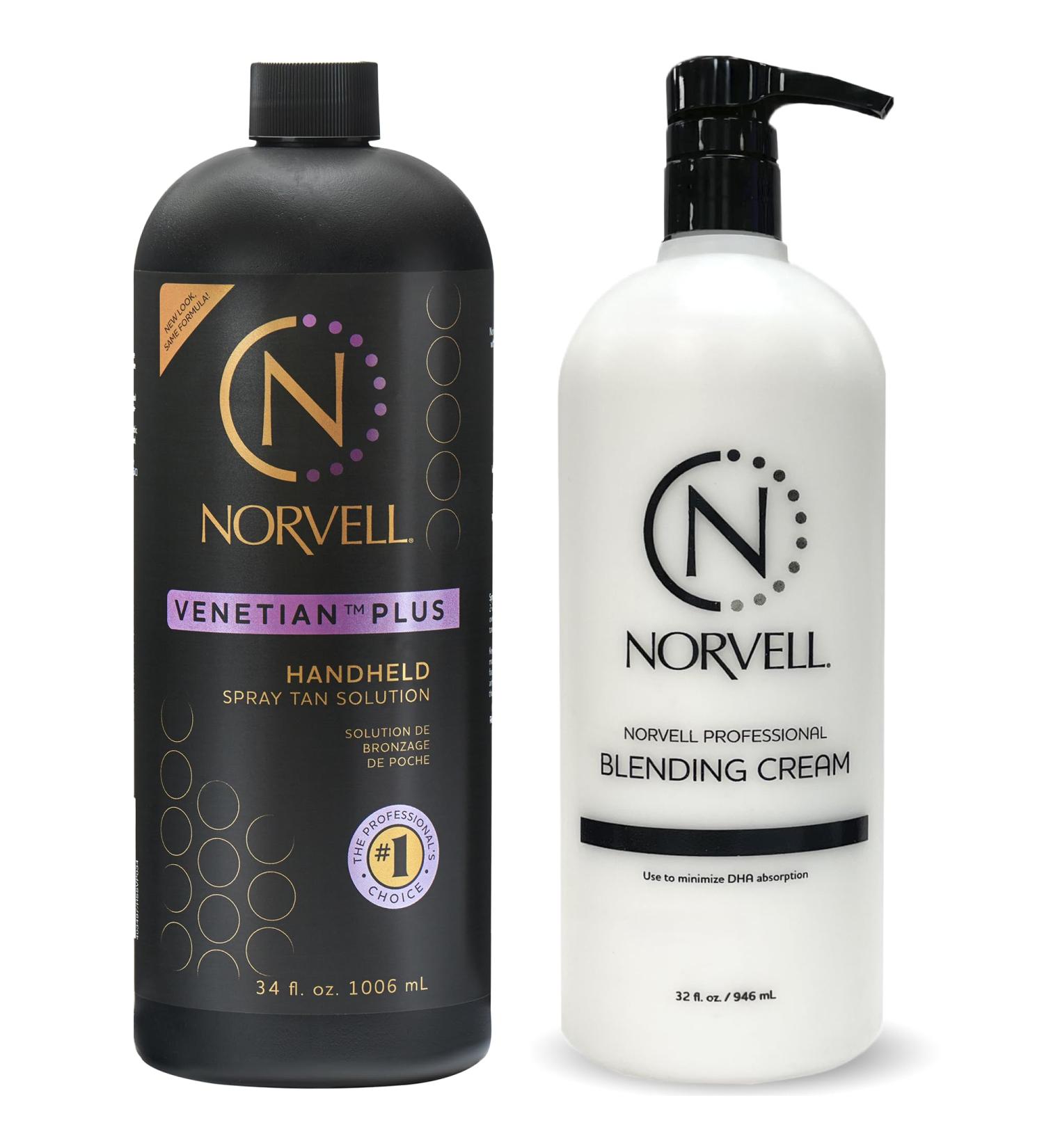 Norvell Premium Professional Sunless Tanning Spray Tan Bundle - Venetian Plus 34 Fl Oz and Barrier Cream 32 Fl Oz - Buy Online on GoSupps.com