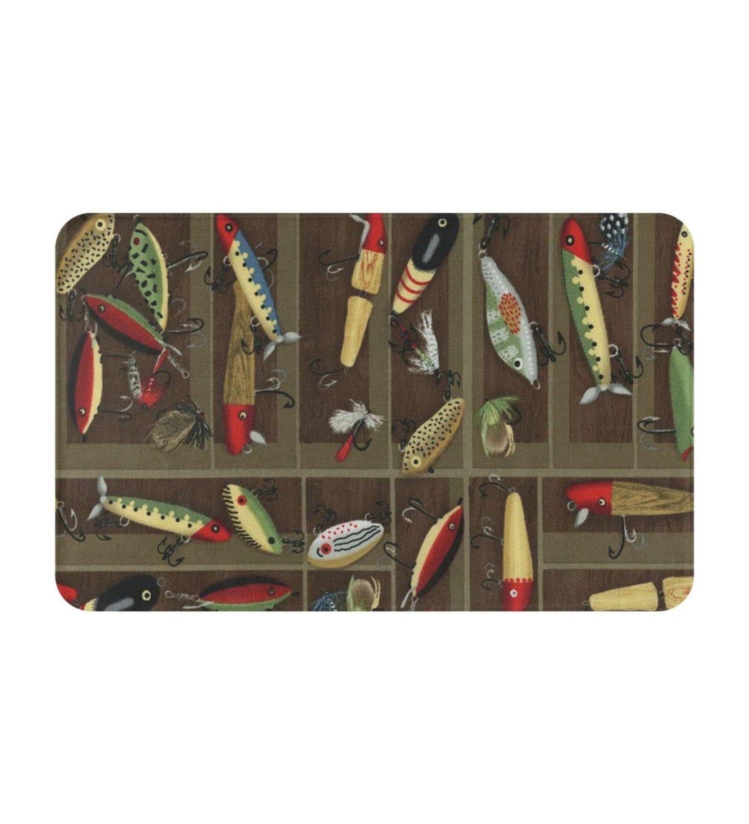 Vanani Fishing Lure Style Flannel Non-Slip Carpet Easy To Take Care Of Moderate Thickness Suitable For Front Door Garage Door Back Door Bedroom And Kitchen. White One Size - Buy Online on GoSupps.com
