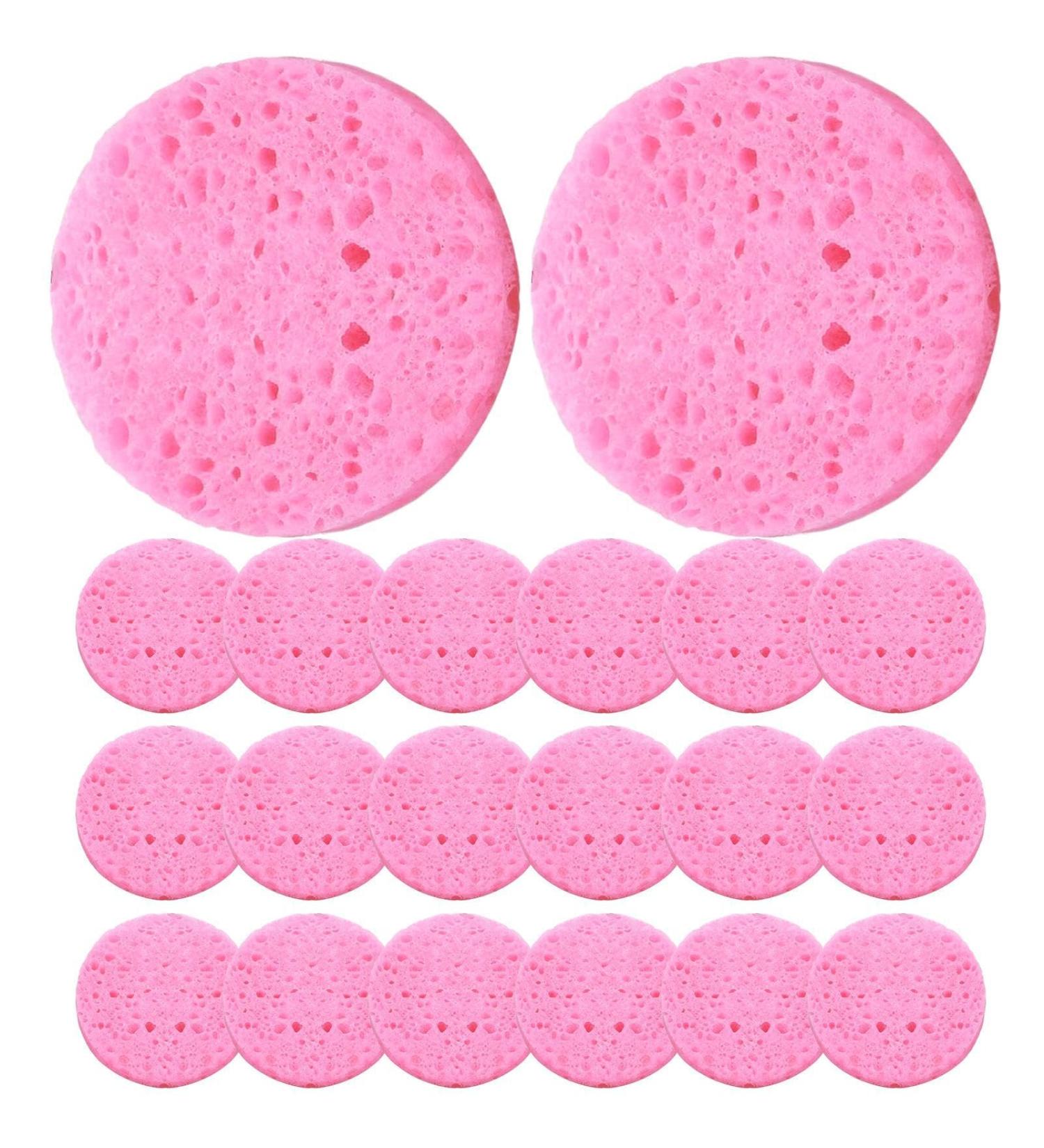 Geteawily Face Cleaning Sponge - Wood Pulp Cotton Face Cleansing Sponge | Cosmetic Spa Sponges Makeup Remover Cleansing Pads for Personal Spa Esthetician Use 20 Pieces - Buy Online on GoSupps.com