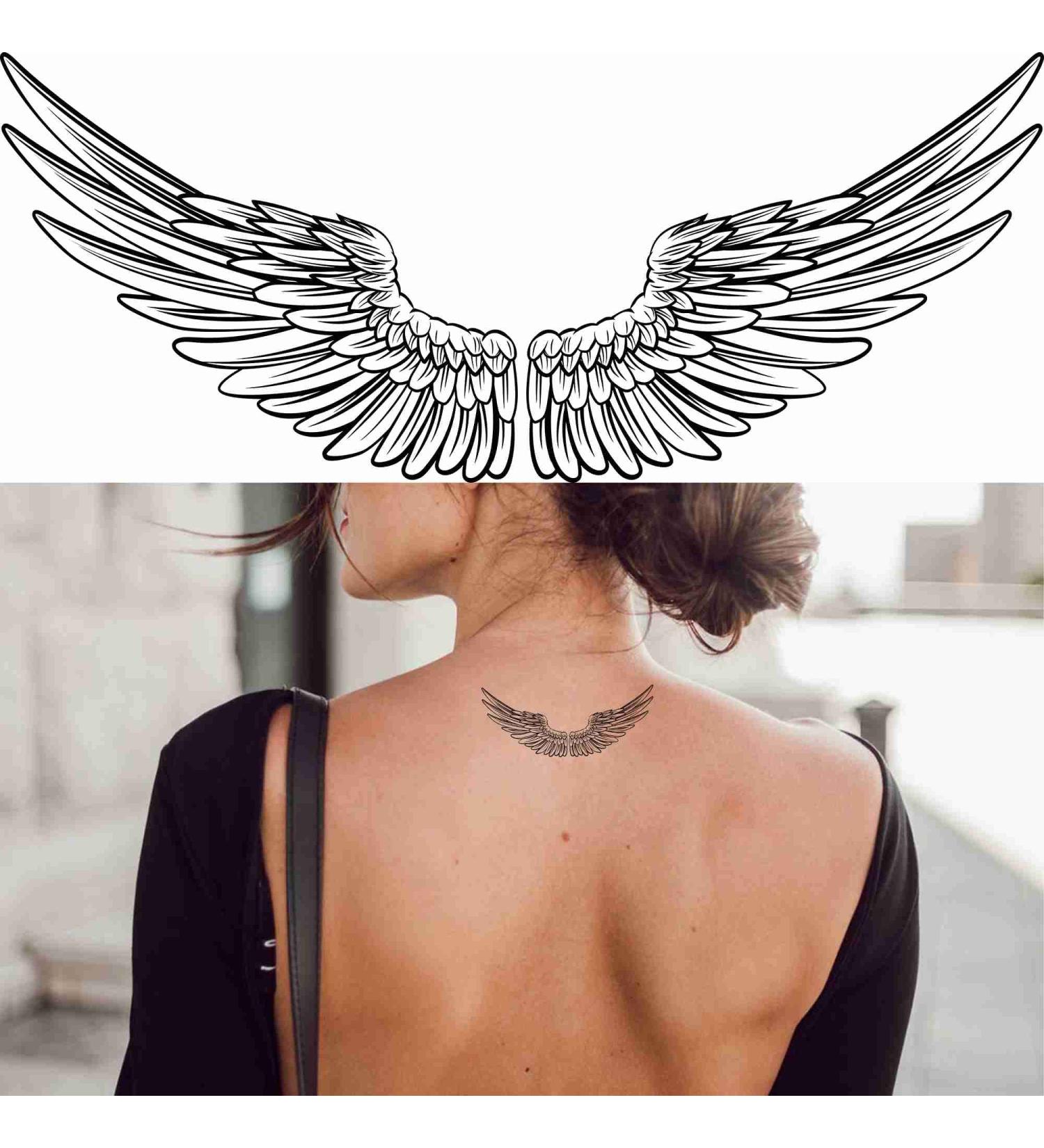 Eagle Tattoo 6 Sheets Temporary Tattoos Pair of Spread Out Eagle Bird or Angel Wing Temporary tattoo Neck Arm Chest for Women Men Adults