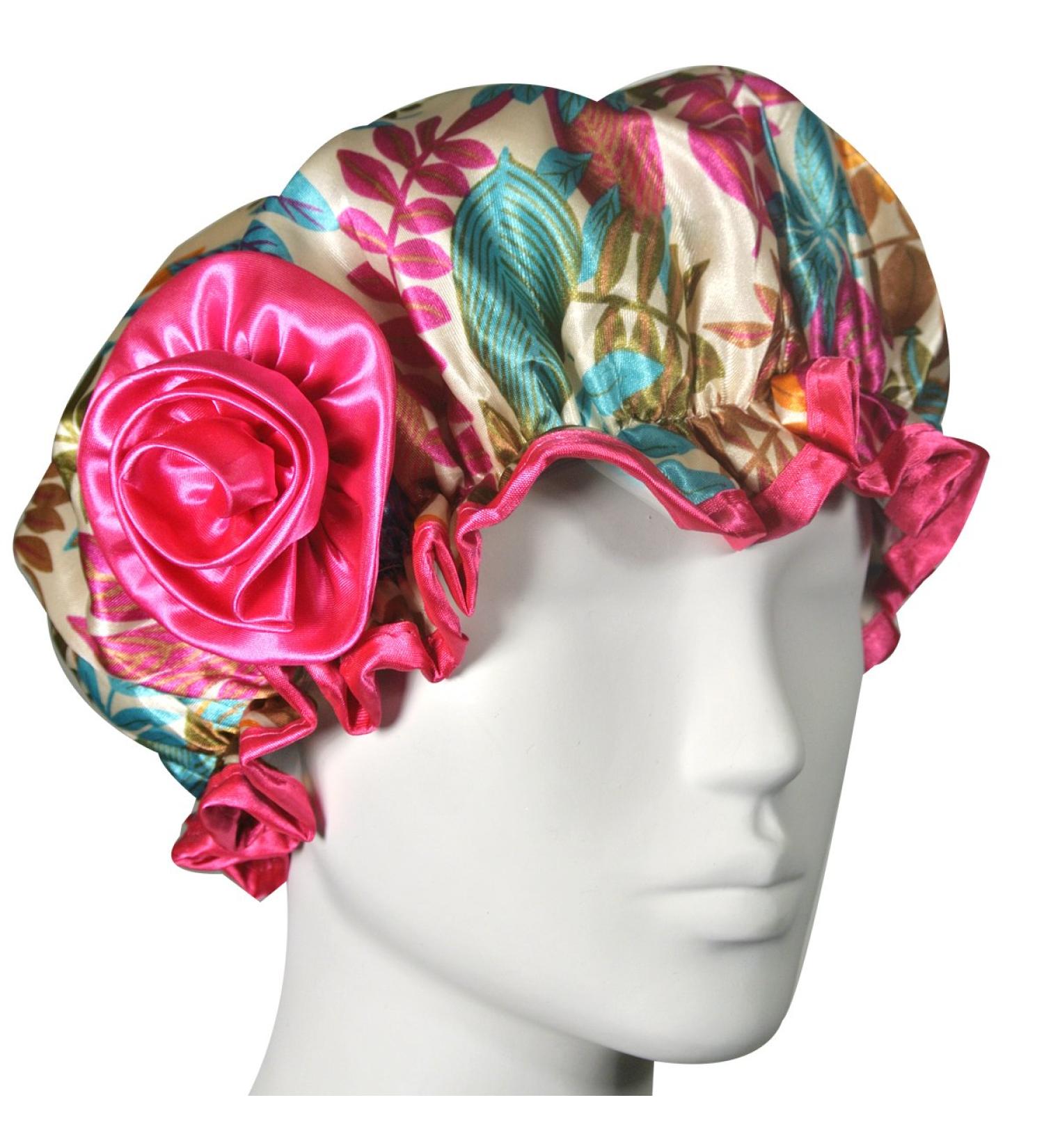 Kella Milla Stylish Satin Shower Cap - Vibrant Leaves | Premium Quality - Buy Online on GoSupps.com
