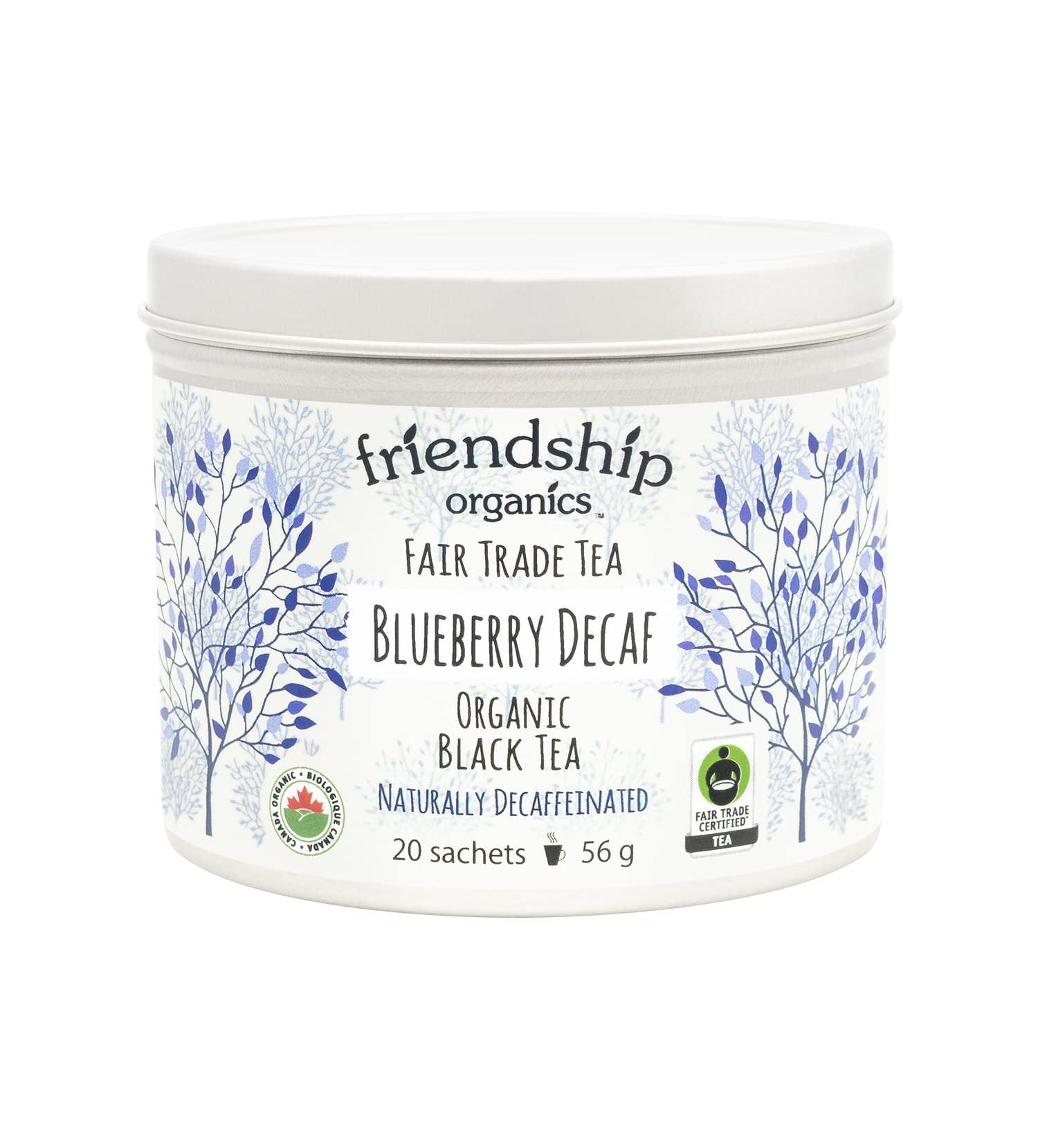 Friendship Organics Blueberry Decaf Tea Bags Organic and Fair Trade 20 Count 20 Tea Bags (1 Tin) - Buy Online on GoSupps.com