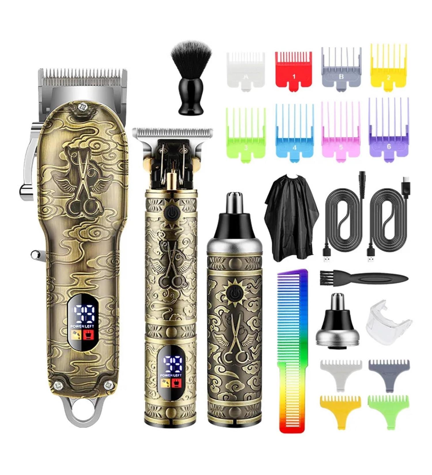 Professional Electric Oil Head Razor Set - Push & Shear Barber Clipper for Nose Hair Gift Box (Bronze) - International Shipping Available - Buy Online on GoSupps.com