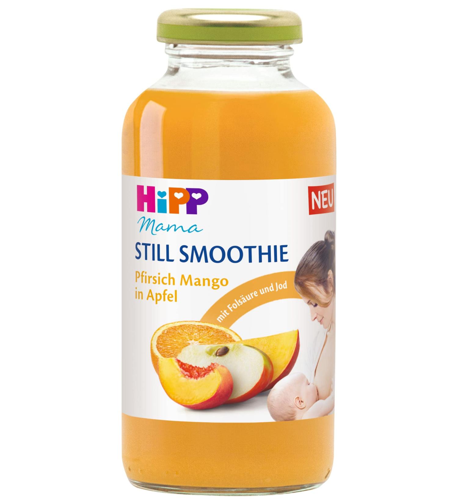 HiPP Mama Still Smoothie Peach Mango in Apple with Folic Acid 200ml Pack of 6 (6 x 200ml)