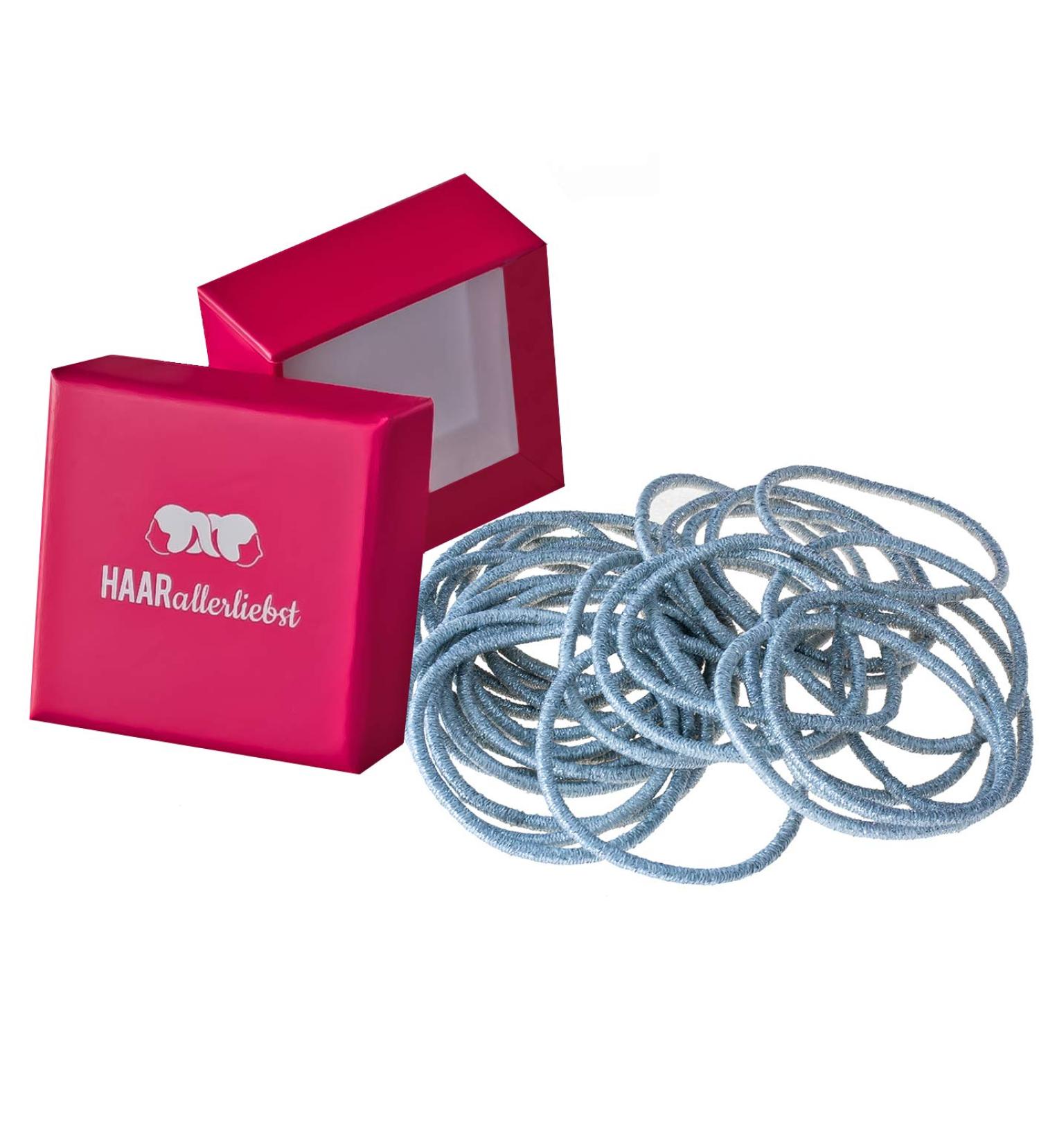 HAARallerliebst Thick Hair Ties 30 Silver 2mm Ties + Pink Storage Box International Shipping Available - Buy Online on GoSupps.com