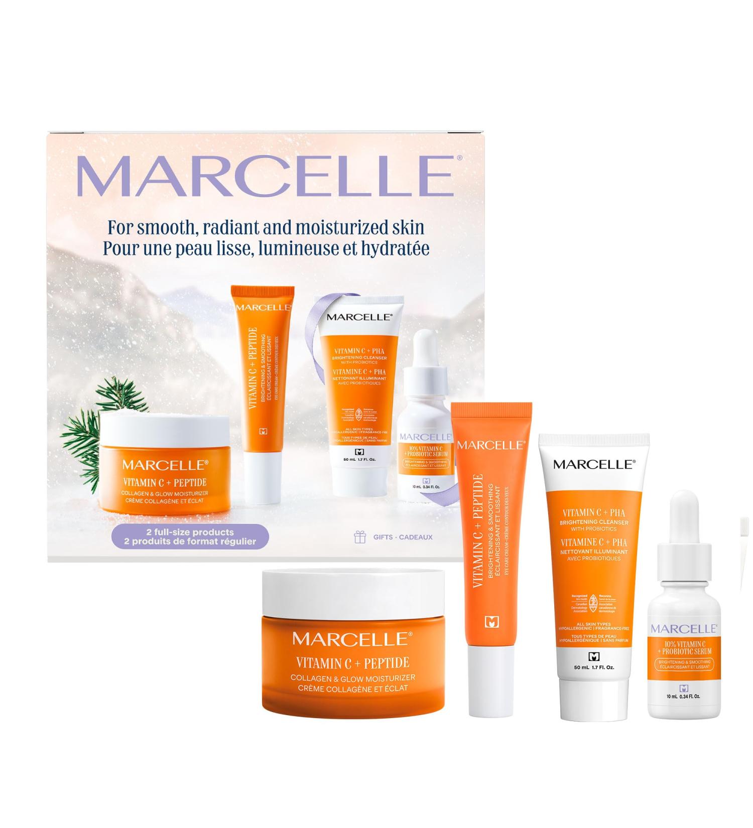 Marcelle Vitamin C Holiday Gift Set Smoothing & Brightening Skin Care Routine for All Skin Types Hypoallergenic Fragrance-Free Paraben-Free Clean Vegan Cruelty-Free - Buy Online on GoSupps.com