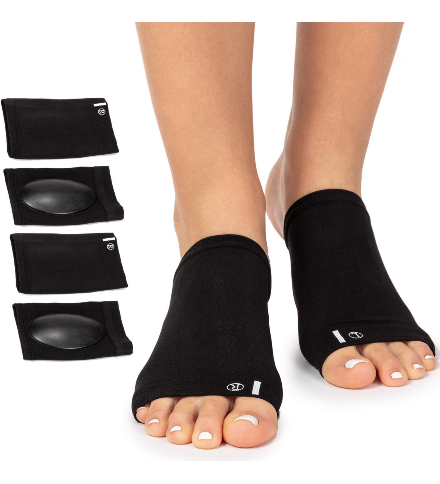 Gel Padded Arch Support Brace for Flat Feet - 2 Pairs - Plantar Fasciitis Compression Sleeves for Women & Men - Foot Pain Relief for Planter Fasciitis & Arch Pain - Black - Buy Online on GoSupps.com