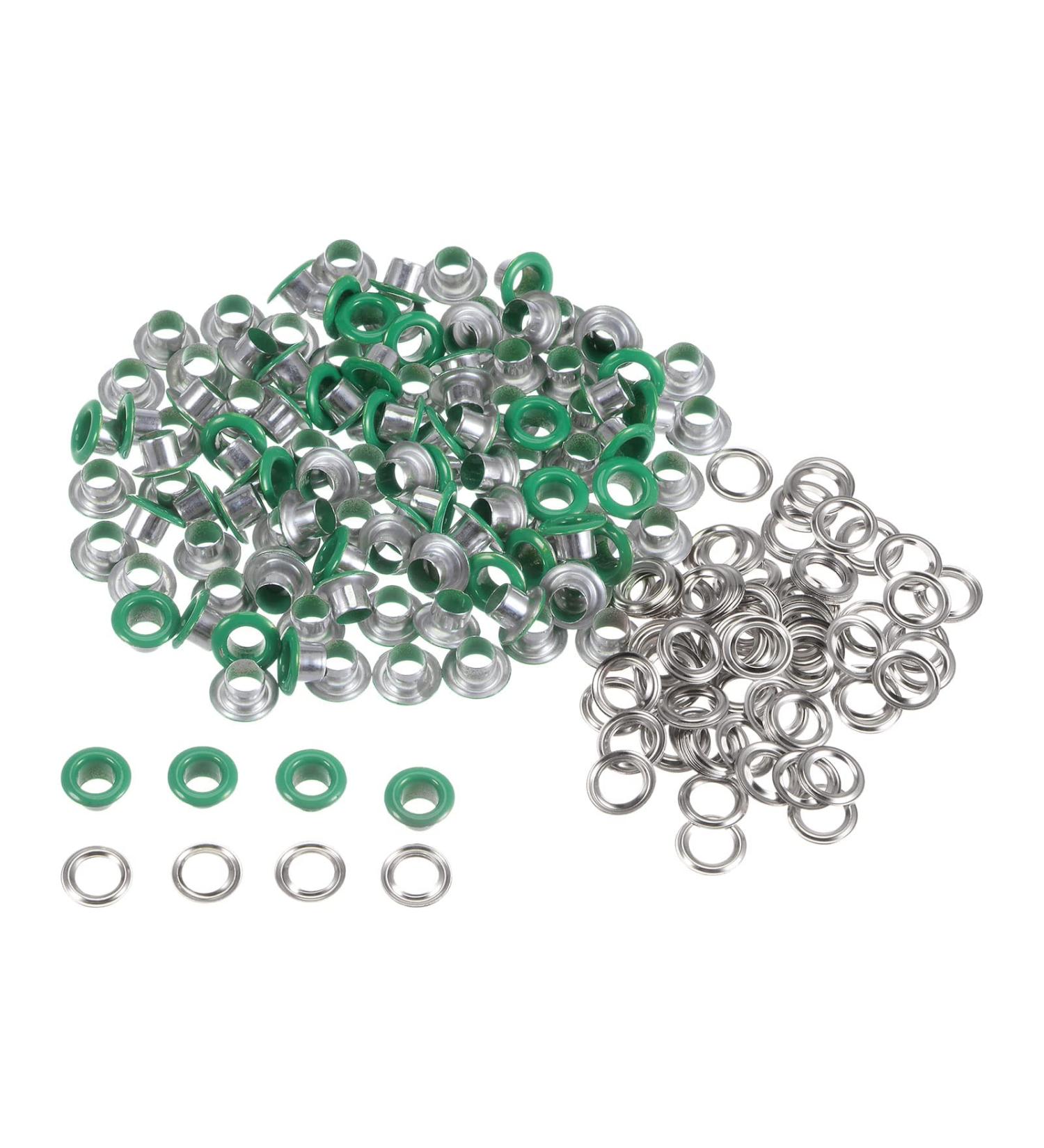 HARFINGTON 100set Grommets Kit Metal Eyelets 4.5mm 3/16" Hole Tiny Grommet for Shoes Clothes Belt Bag DIY Project  Green 4.5mm Green - Buy Online on GoSupps.com