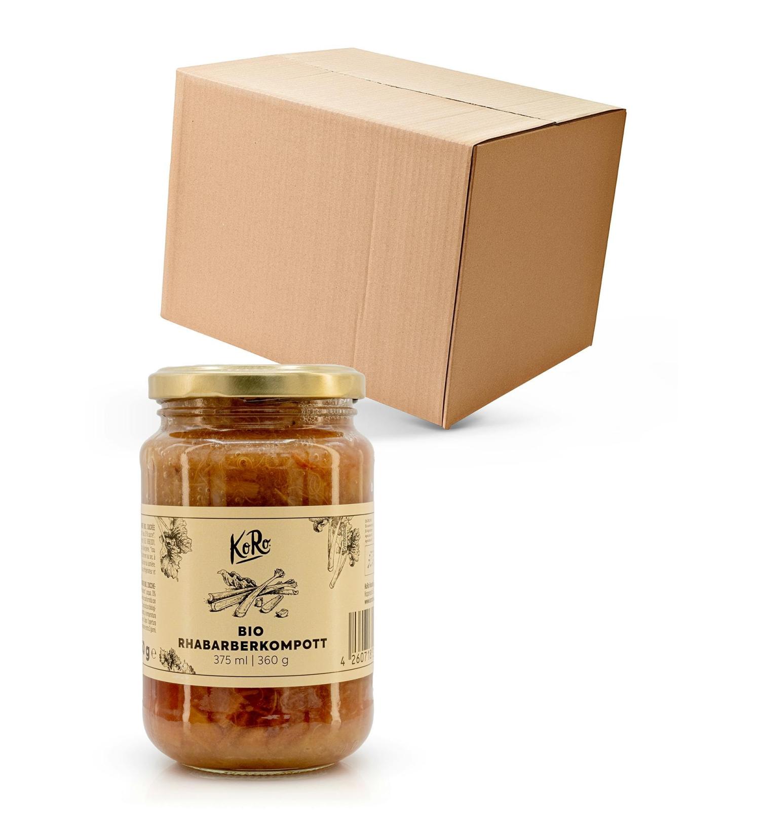 KoRo Organic Rhubarb Compote 8x360g - Premium Sugared Rhubarb for Baking & Desserts - Enjoy Pure | Organic Quality - Buy Online on GoSupps.com