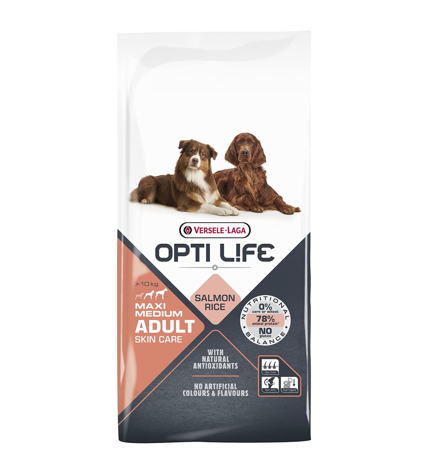VERSELE-LAGA - Opti Life Adult Skin Care Medium & Maxi - Croquettes for Large and Medium Dogs - 12.5kg - Buy Online on GoSupps.com