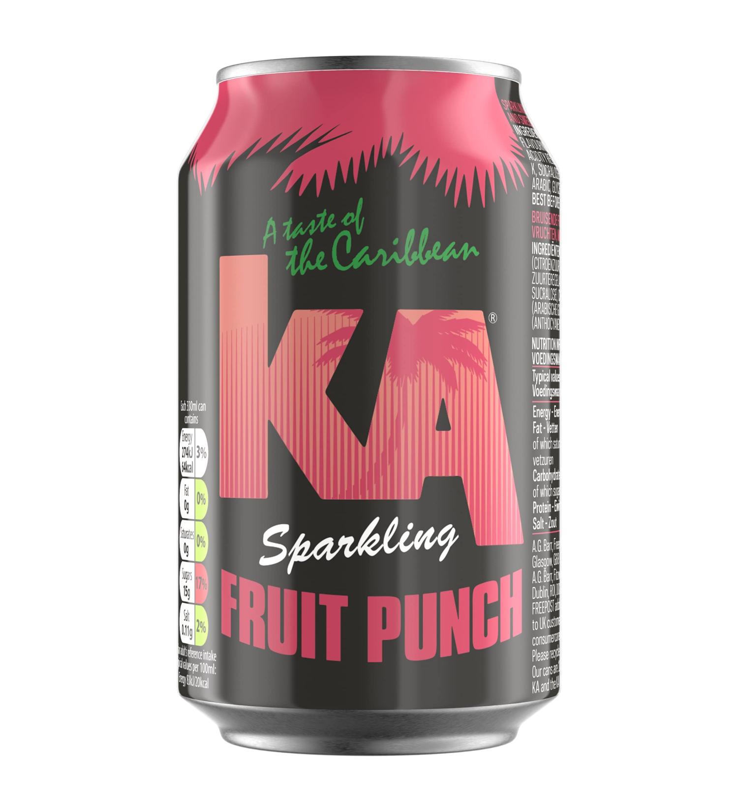 KA Caribbean Sparkling Fruit Punch Soda 330ml - Authentic Jamaican Recipe | Pack of 24 Cans - Buy Online on GoSupps.com