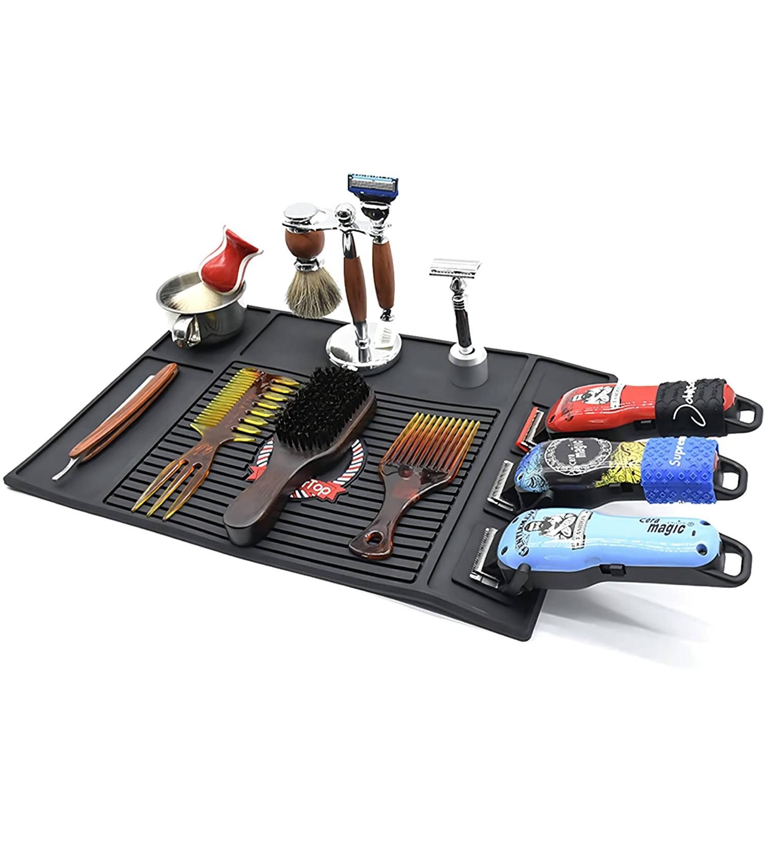 Barber Tools Organizer Mat | Flexible Anti-Slip Magnetic Pad for Clippers | Black Magnet Strip Station Pad for Hairstylist - Buy Online on GoSupps.com
