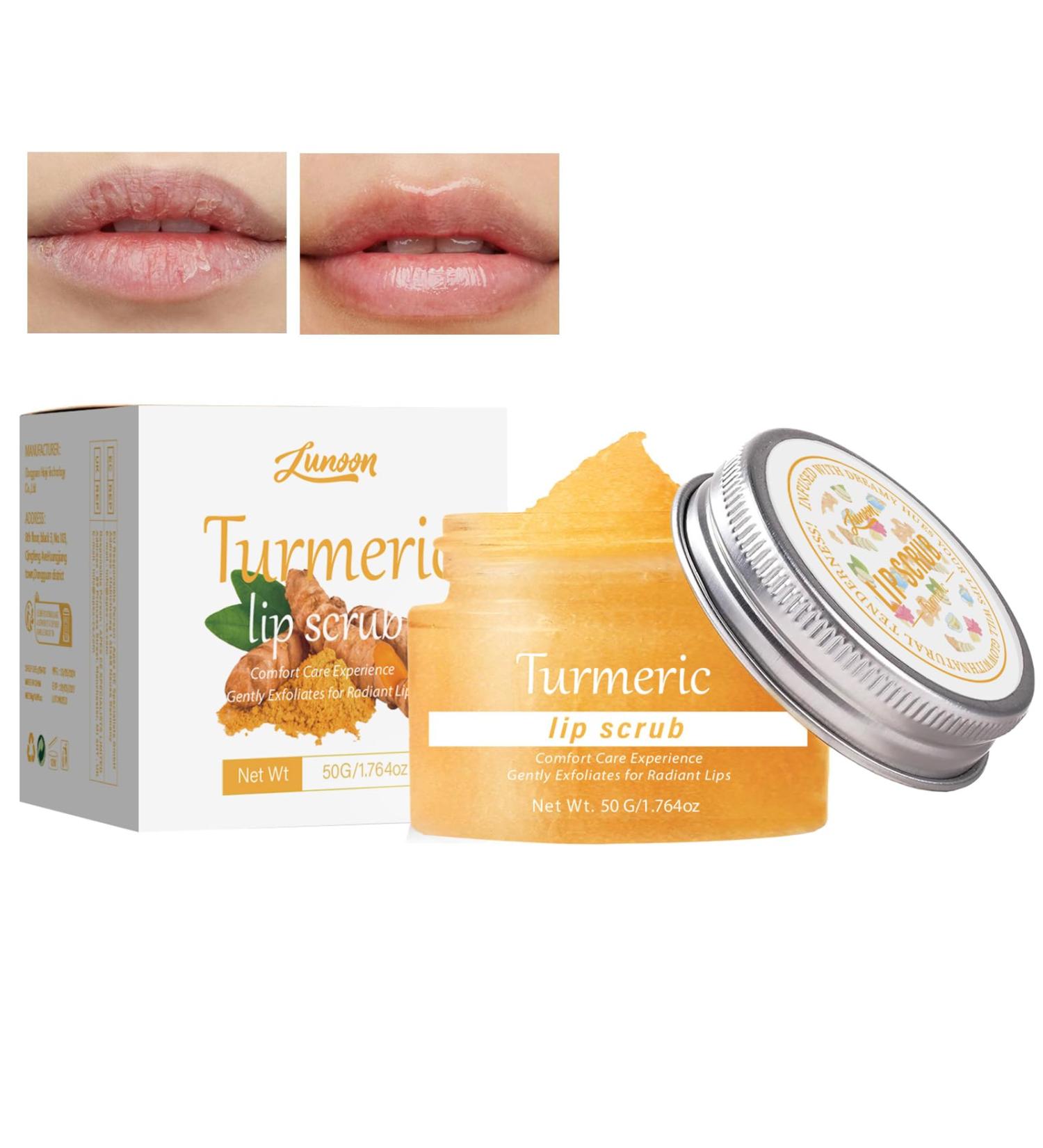 Turmeric Lip Scrub for Dark Lips to Lighten Lips Moisturizing Exfoliator for Dry Chapped Cracked Lips Reduce Fine Lines Hydrating and Nourishing Exfoliator - Buy Online on GoSupps.com