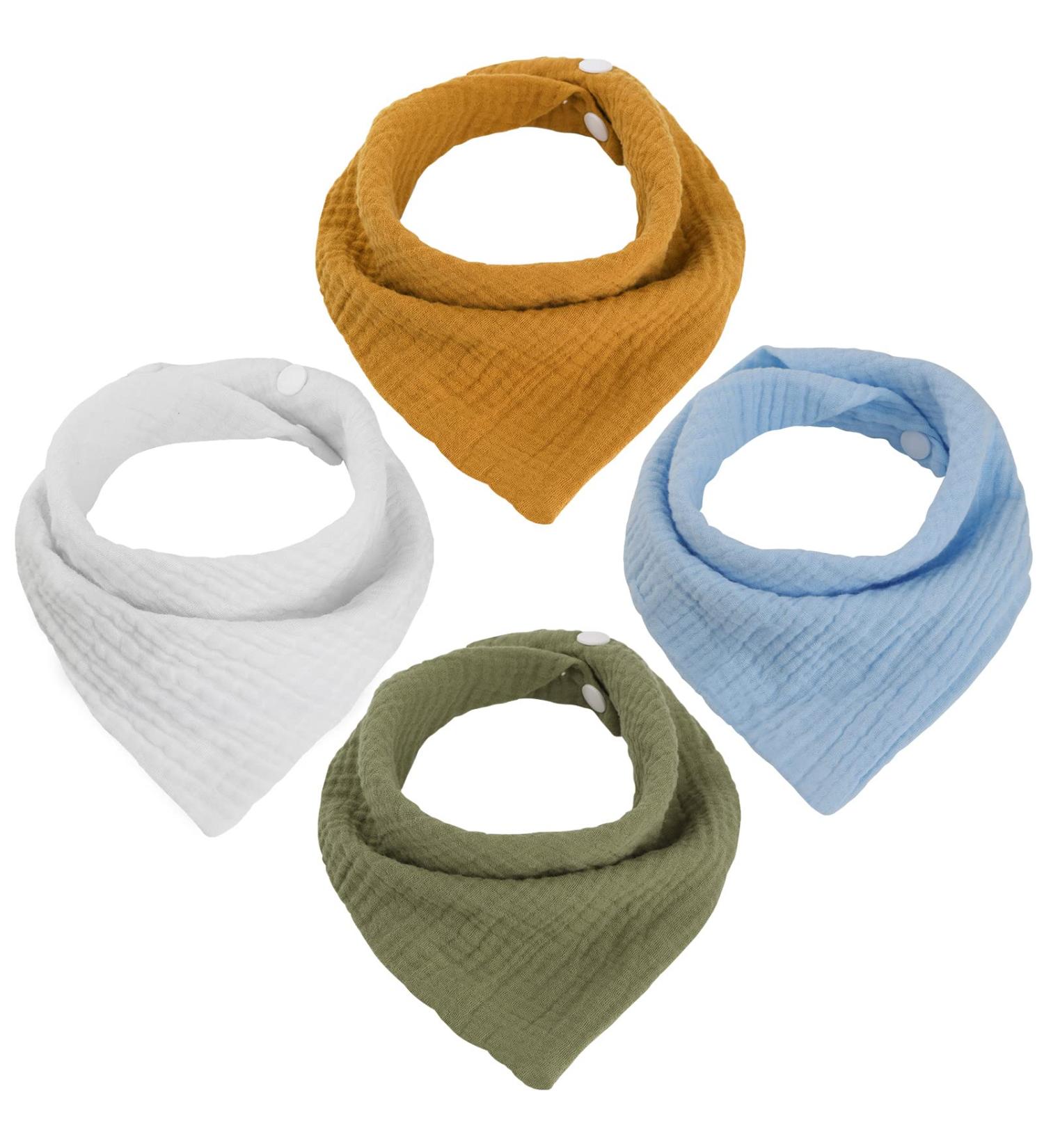 WD&CD Triangle Baby Dribble Bibs - 4 Pack, Adjustable Button, Soft & Absorbent | Boys Girls - Buy Online on GoSupps.com