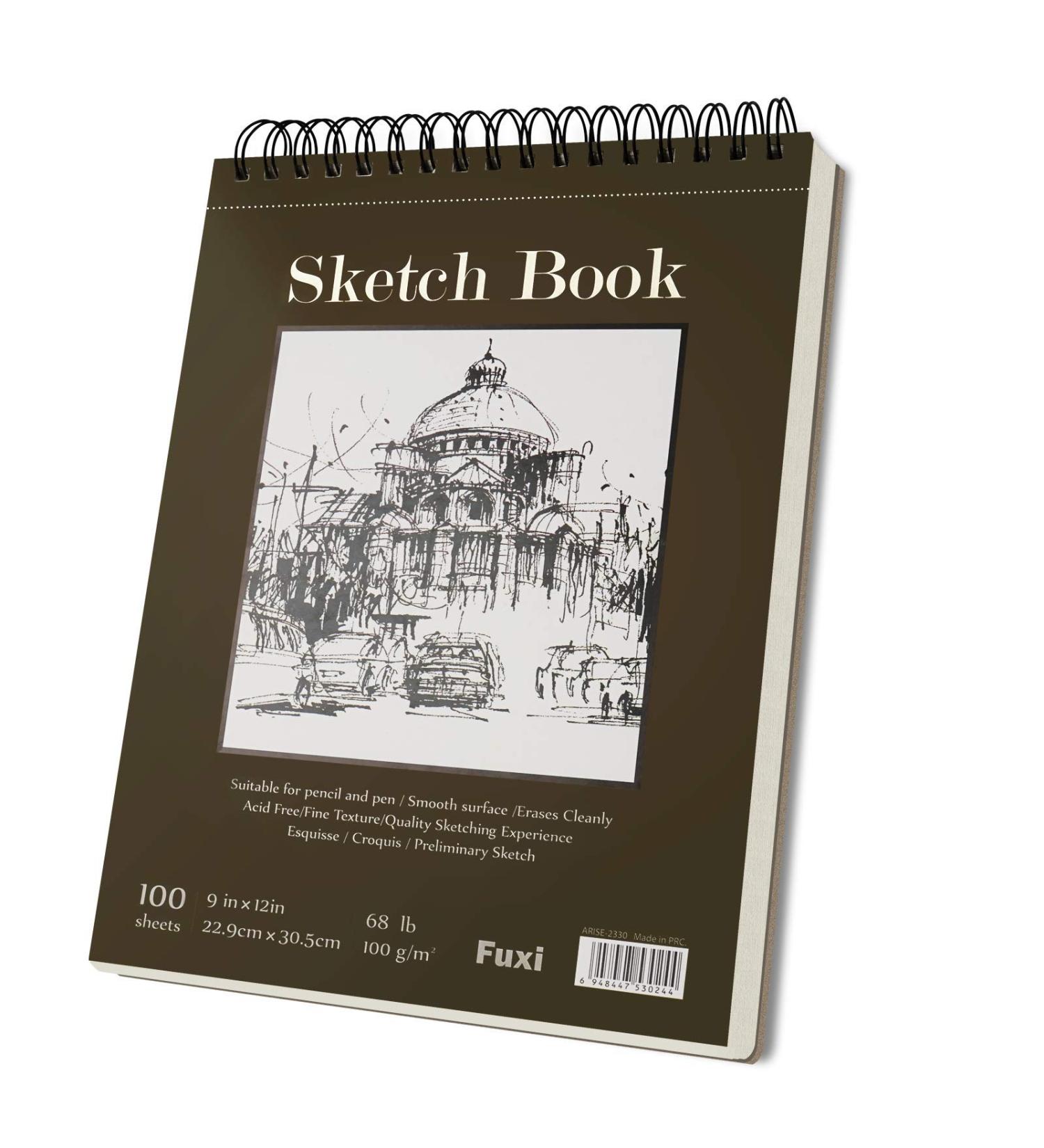9x12 Top Spiral Bound Sketch Book - 100-Sheet Pack (68lb/100gsm) Acid-Free Art Paper for Drawing, Painting, Writing - Ideal for Kids, Adults, Beginners, Artists - Buy Online on GoSupps.com