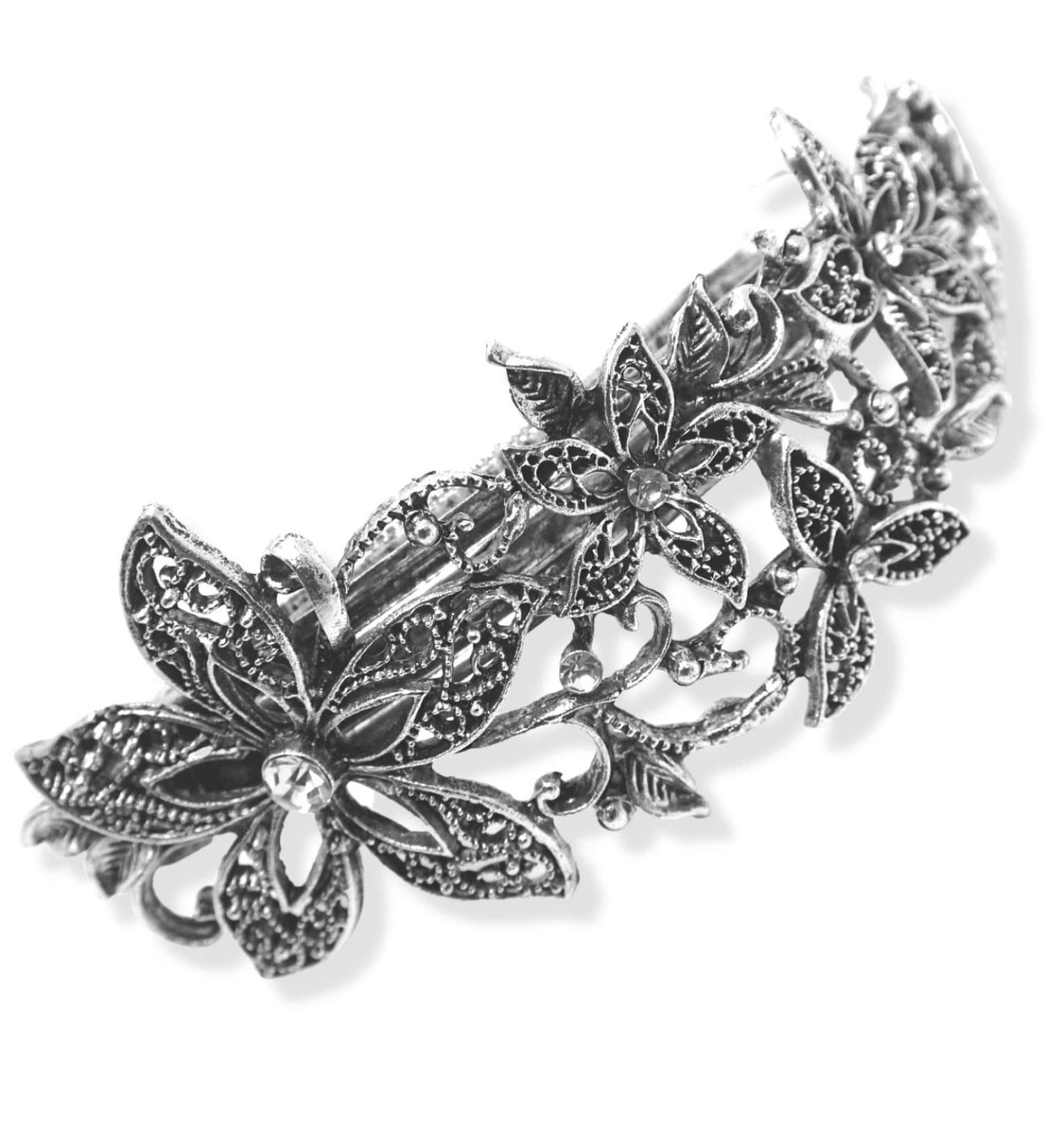 Topkids Vintage Style Accessories - Rhinestone Butterfly & Flower Bridal Jewelry (10 cm) - Buy Online on GoSupps.com