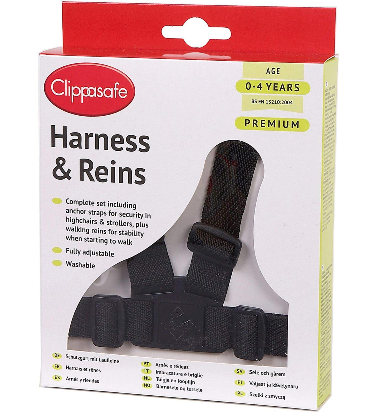 Clippasafe Easy Wash Harness and Reins - Black | Adjustable Safety Harness - Buy Online on GoSupps.com