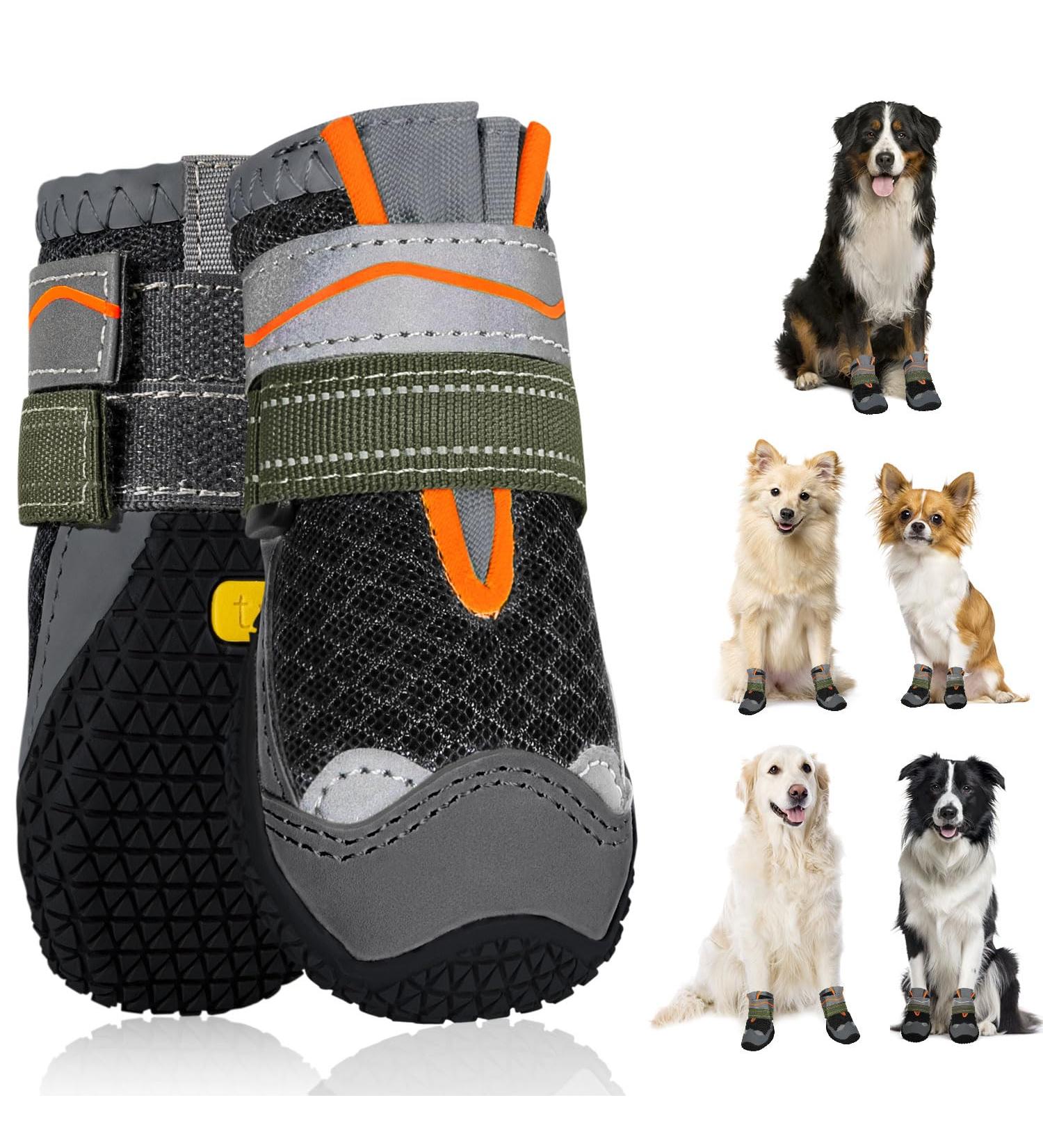 Slowton Dog Shoes - Breathable Non-Slip Boots for All Dog Sizes | Adjustable Reflective Velcro Fasteners | Size 2 - 4.5 cm Width - Buy Online on GoSupps.com