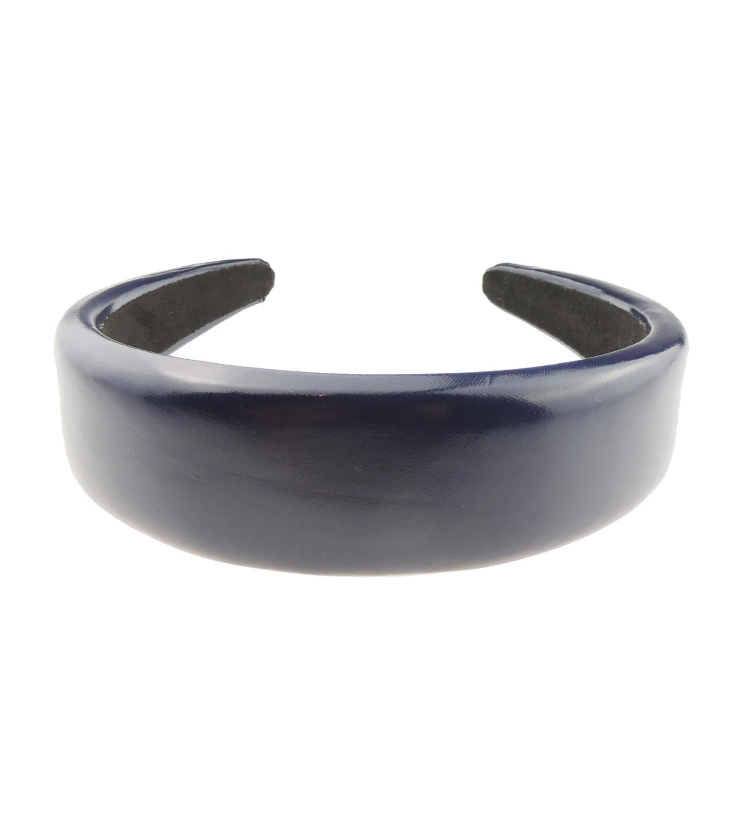 Ladies Wide 4cm Patent Leather Look Shiny Headband Alice Band (Navy)