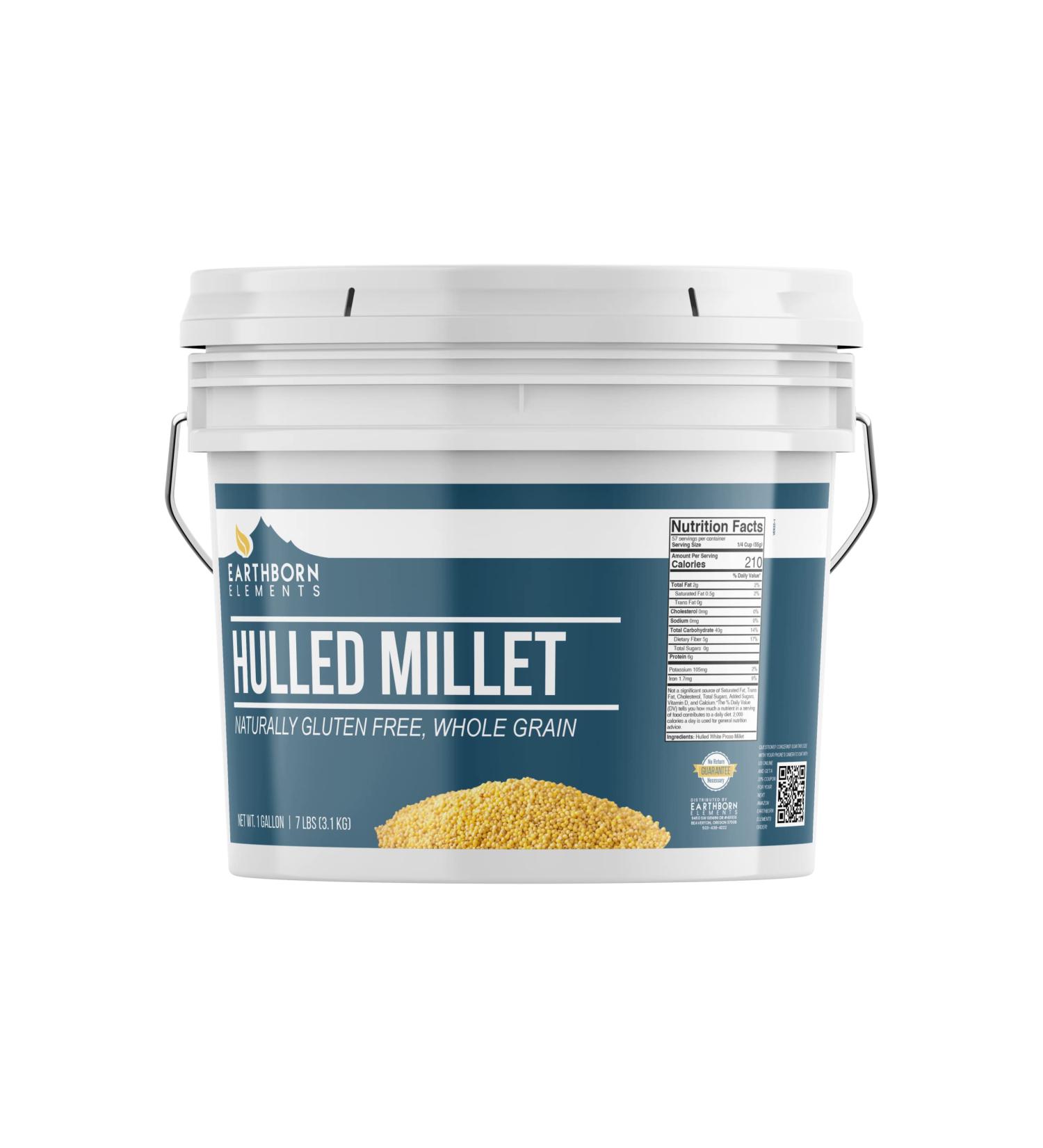 Earthborn Elements Hulled Millet - 7 lb Bucket for Baked Goods, Hot Cereals, Casseroles, Side Dishes - Buy Online on GoSupps.com