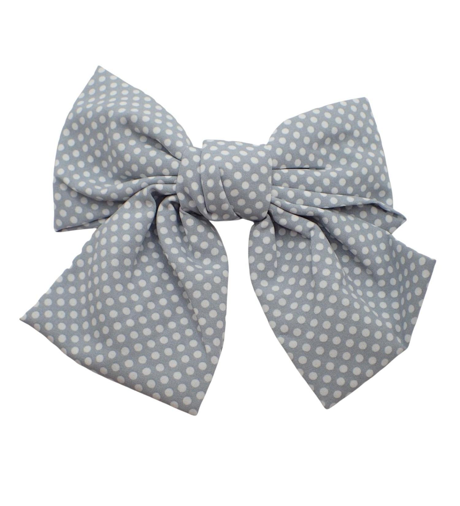 Topkids Accessories Satin Hair Bow Clip Barrette Cute Hair Styling Ribbon Bow Accessory on a Barrette Clip Bows for Girls Kids Women Ladies for Wedding (15cm Blue Denim Polka Dot) - Buy Online on GoSupps.com