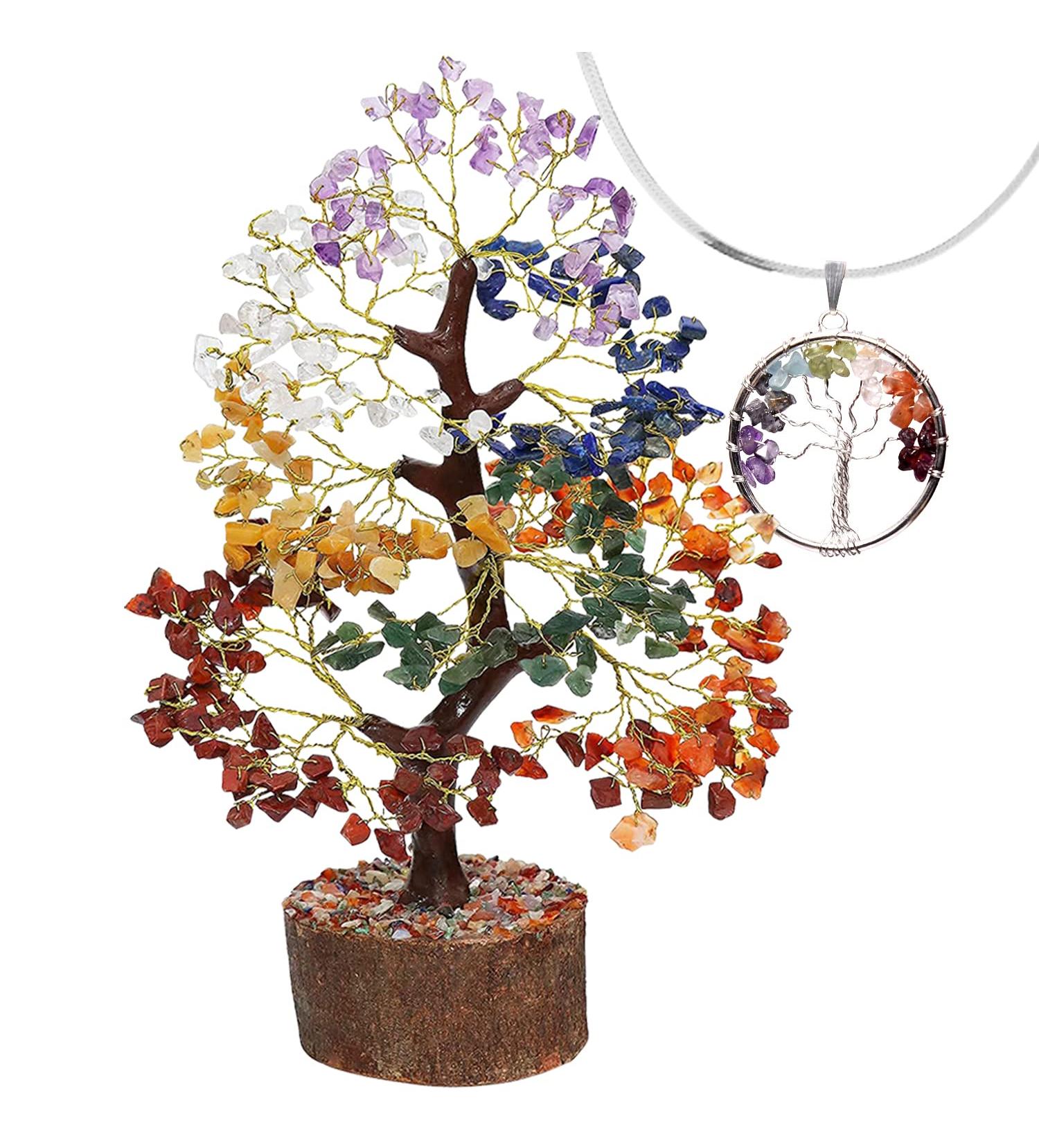 Kuhvai Seven Chakra Tree of Life Crystal Tree for Positive Energy | Feng Shui Stone Decor with Healing Gemstones Pendant - Buy Online on GoSupps.com