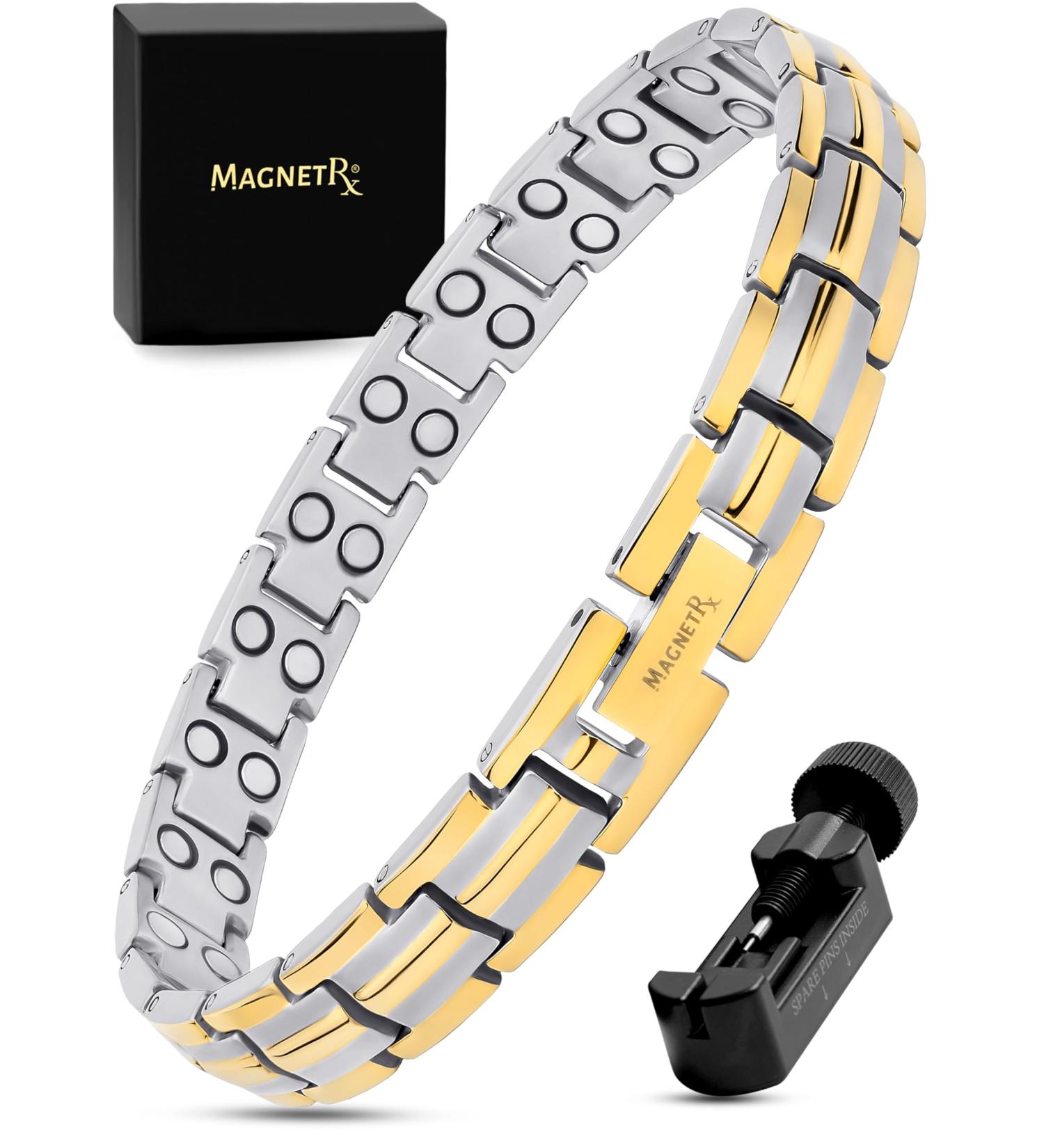 Magnetrx Ultrastarkes Titan Magnet Hard Band for Women | Adjustable Magnetic Titanium Bracelets (Silver & Gold) - Perfect Fit Size Tools - Buy Online on GoSupps.com