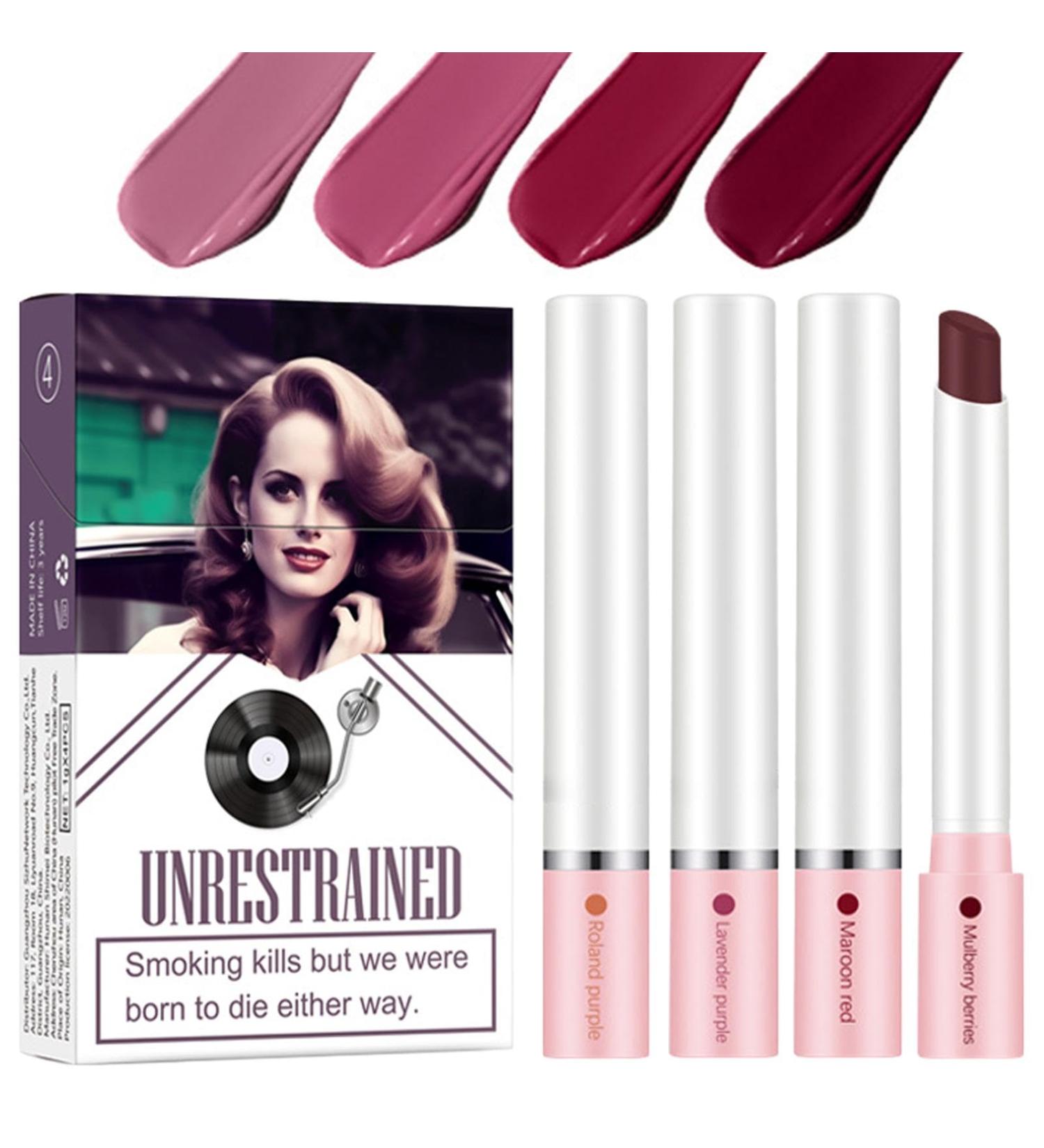Lana Del Rey 4-Pack Long-Lasting Matte Lipsticks - Non-Sticky Long-Lasting Lipstick - Non-Stick Matte Velvet Finish - Highly Pigmented Velvet - Buy Online on GoSupps.com