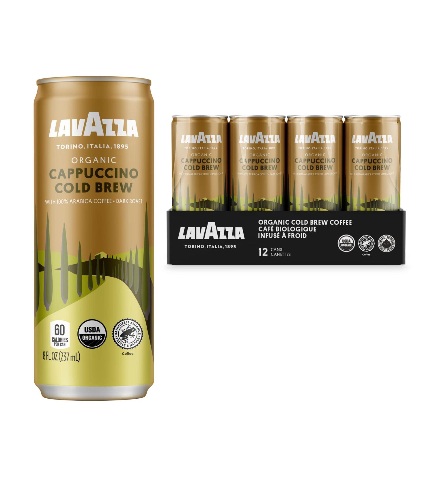Lavazza Organic Cappuccino Cold Brew Coffee - 8 fl oz (Pack of 12) - Premium Italian Blend for Convenient Enjoyment - Buy Online on GoSupps.com