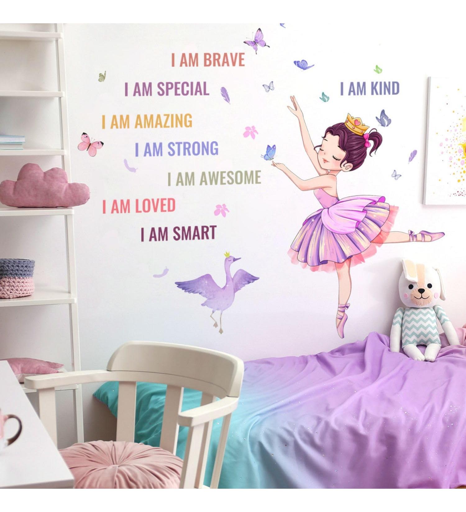 OOTSR Ballet Girls Wall Decals - Inspirational Princess Wall Stickers for Kids Bedroom and Nursery - Buy Online on GoSupps.com