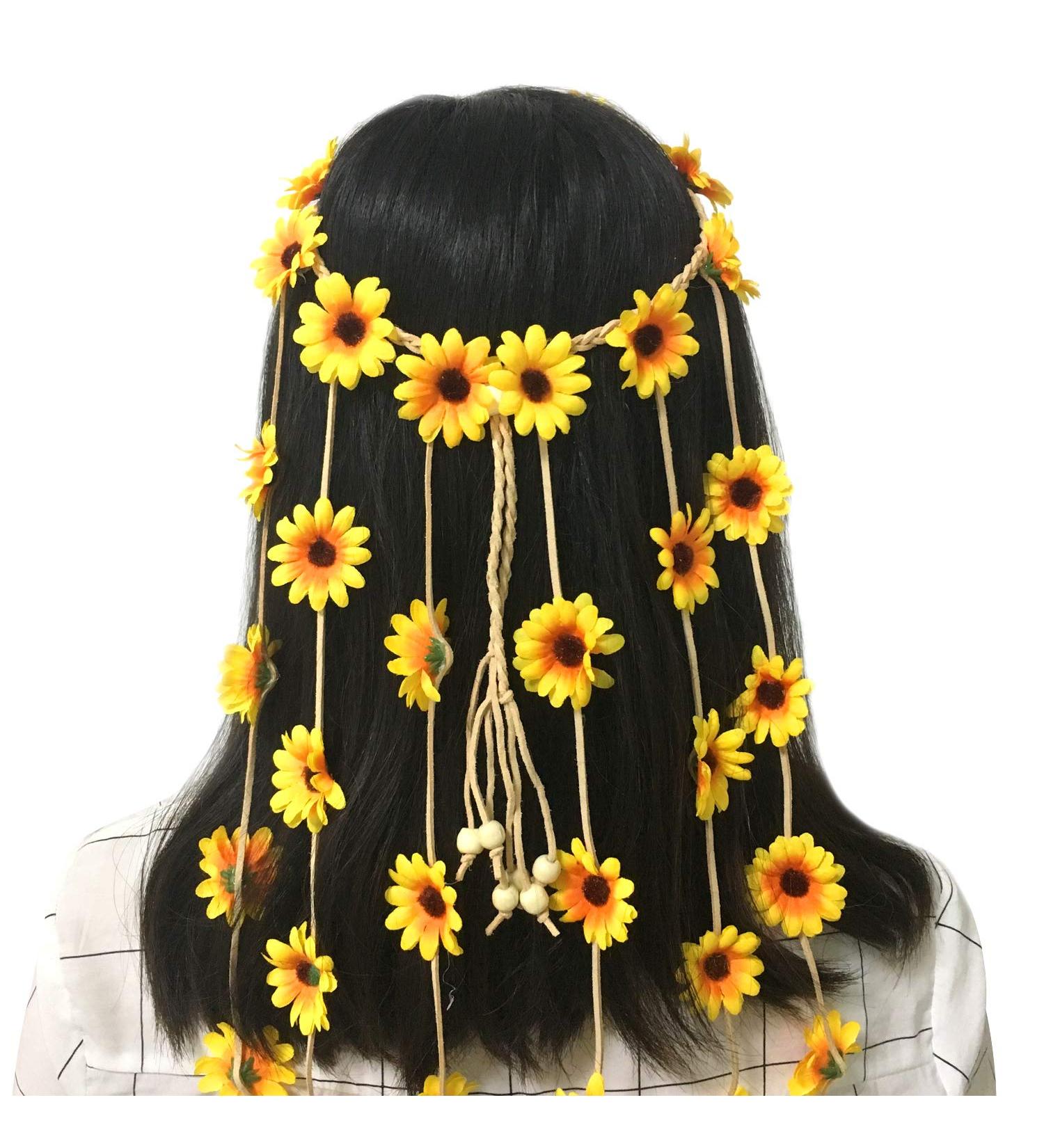 Bohemia Flower Headband - Adjustable Sunflower Hair Wreath for Festivals and Bridal Wear - Buy Online on GoSupps.com