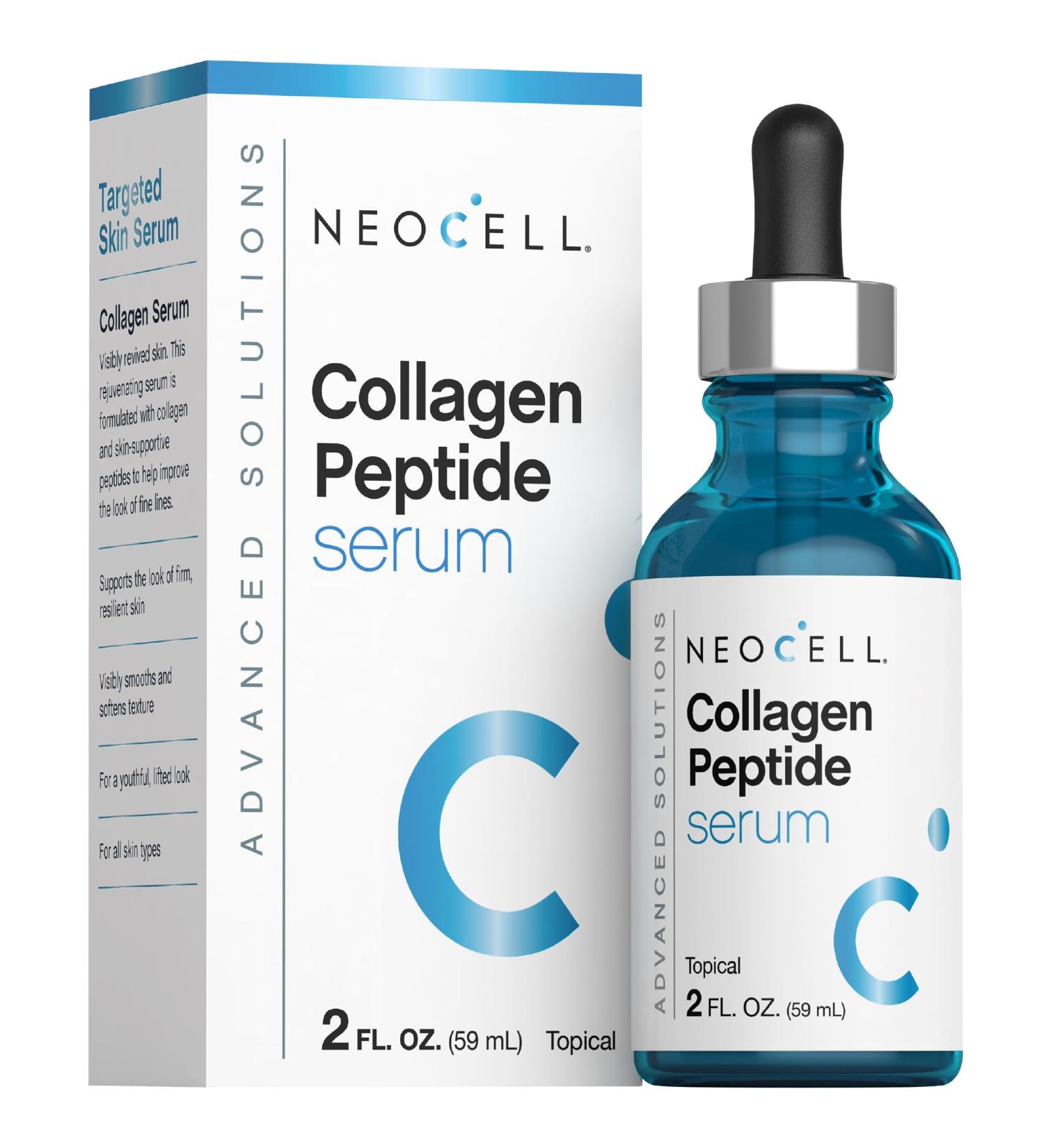 NeoCell Collagen Peptides Serum for Face | 2 fl oz | Advanced Skin Care | Targeted Fine Lines Formula | for Women and Men - Buy Online on GoSupps.com