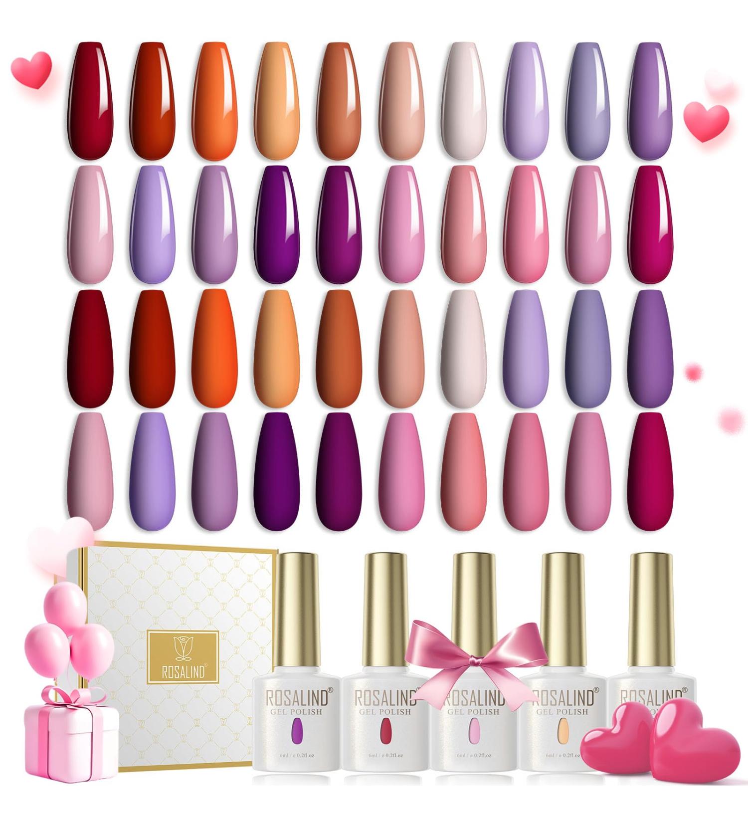 ROSALIND UV Nail Polish Gel 20 Colours White Pink Red Purple Orange Gel Nail Polish Set Gel Nail Salon Design Kit Soak Off UV LED Nail Gel Polish Nail Polish Varnishes for UV Lamp 05 - Buy Online on GoSupps.com