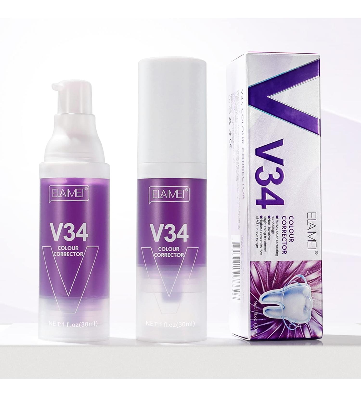 V34 Tooth Whitening - Color Correction Toothpaste (2 Pack) for Stain Removal & Deep Cleaning | Enhance Your Dental Health - Buy Online on GoSupps.com