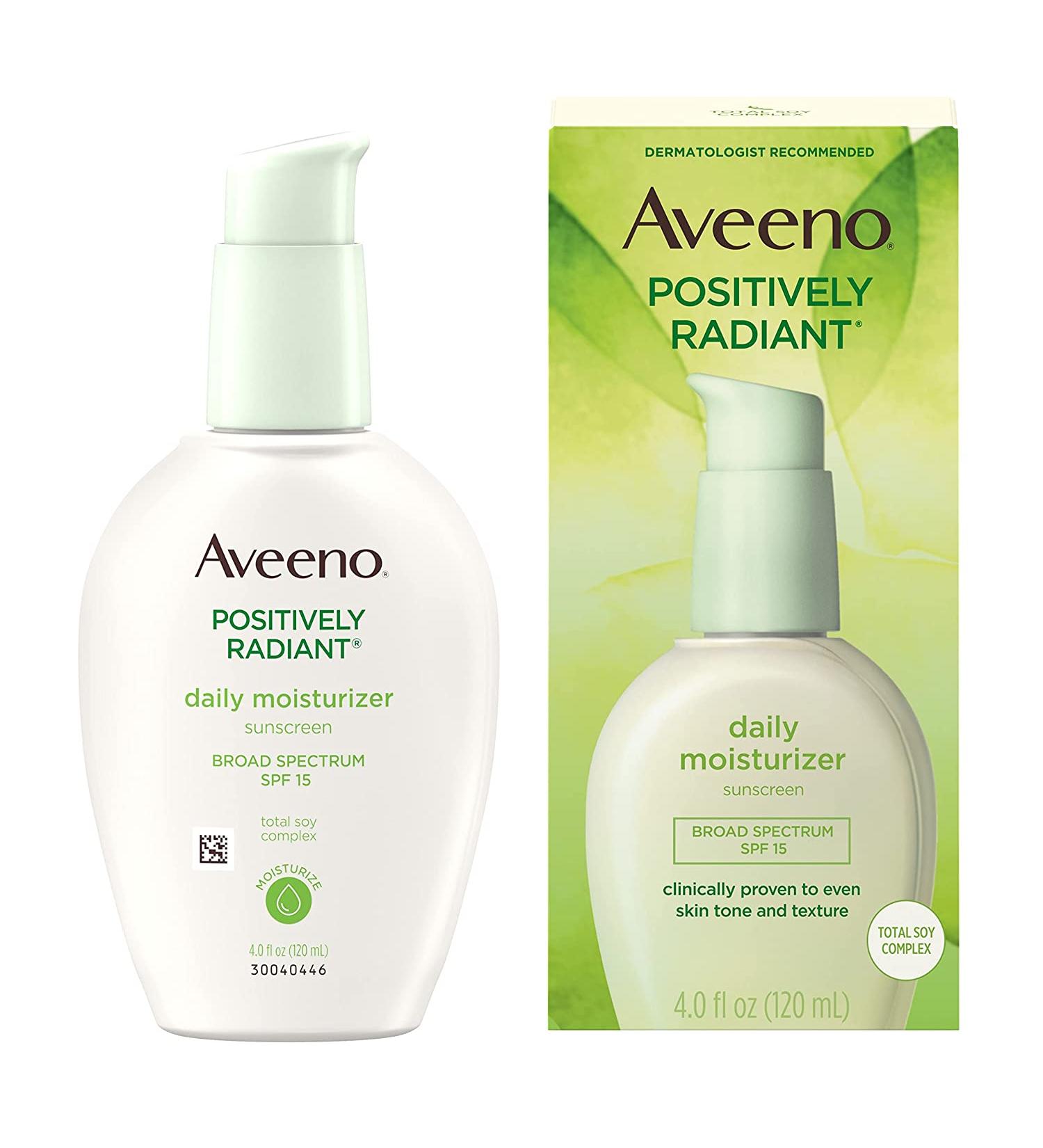 Aveeno Positively Radiant Daily Facial Moisturizer SPF 15 - 4 fl. oz | Hydrating & Brightening - Buy Online on GoSupps.com