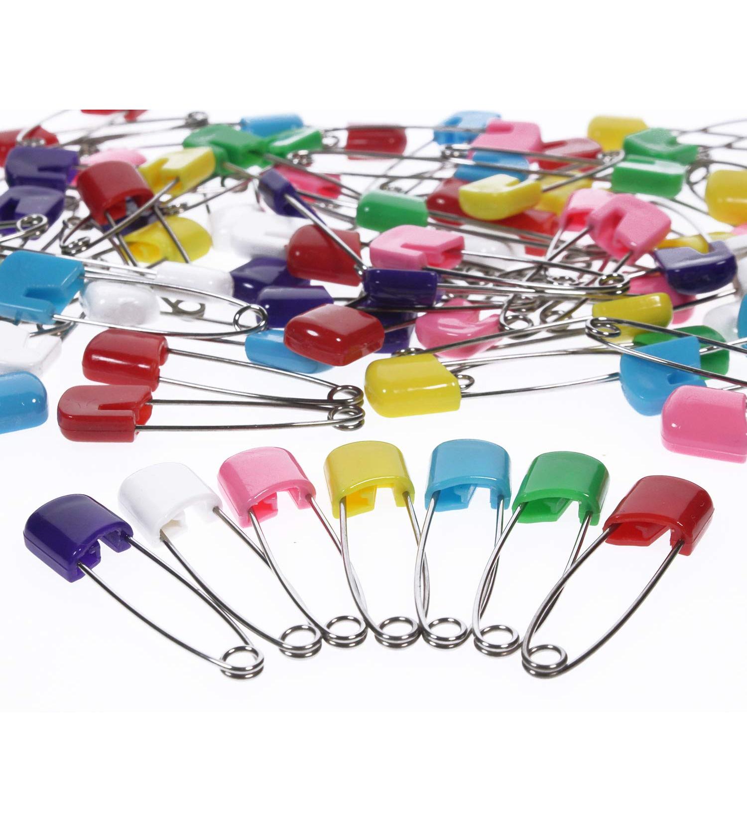 AnMiao Star 100 Pcs Safety Locking Baby Cloth Diaper Pins | 7 Colors Plastic Head | 1.6 Inch Long - Buy Online on GoSupps.com