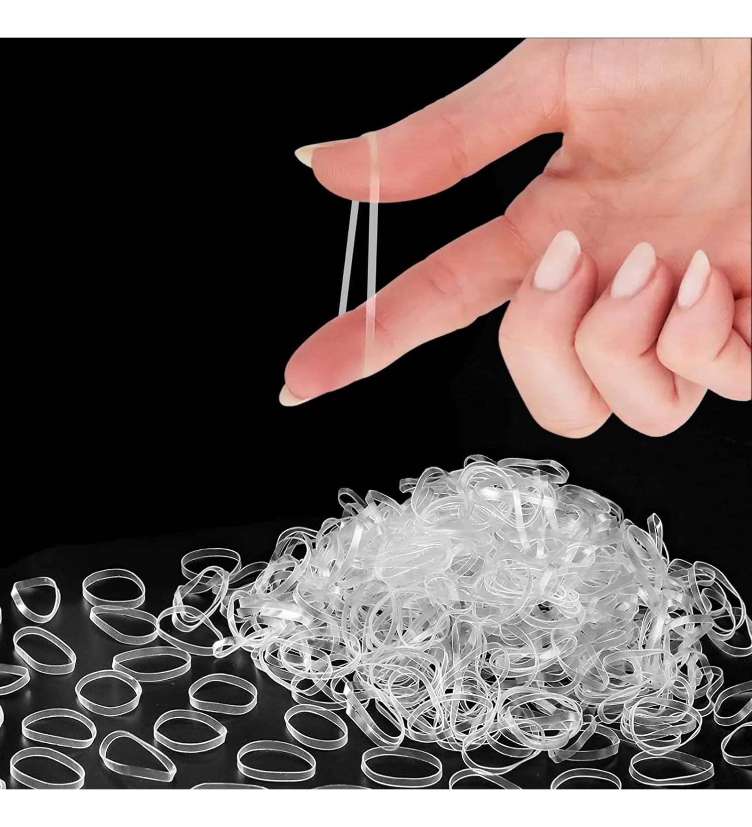 500x Clear Mini Hair Elastic Bands - Small Transparent Hair Ties for Braiding - 22mm x 2mm - Buy Online on GoSupps.com