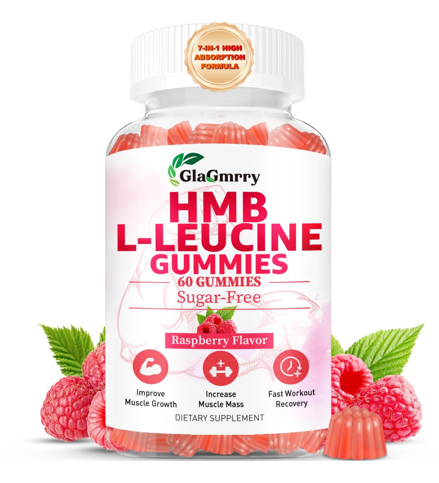 HMB and Leucine Gummies, 3500mg HMB & Leucine Amino Acid for Muscle Growth, Muscle Relief, HMB Supplements for Men & Women, Vegan, Non-GMO, Raspberry Flavor, 60 Count 60 Count (Pack of 1) - Buy Online on GoSupps.com
